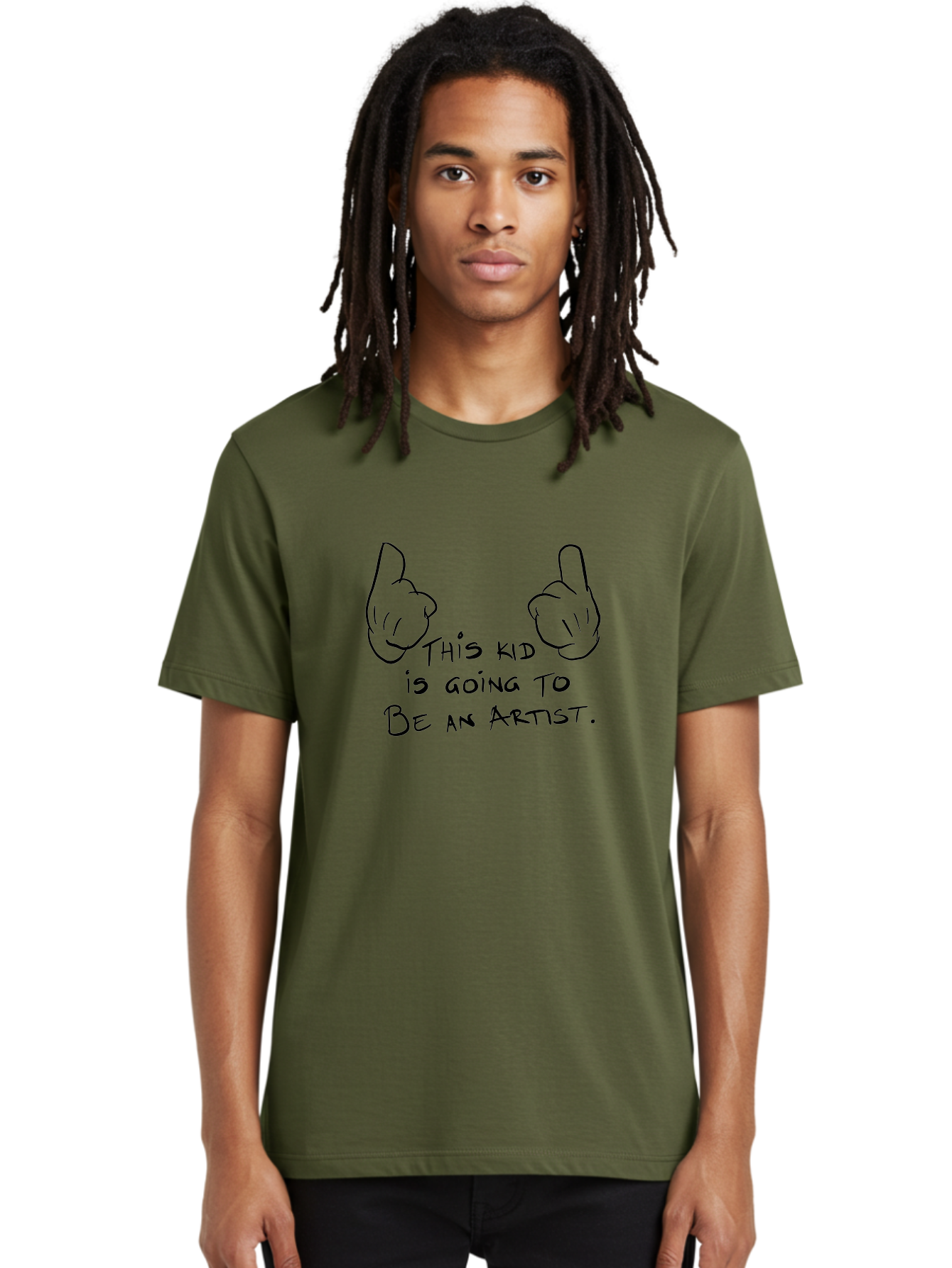 This-Kid-Is-Going-To-Be-An-Artist Men'S Graphic Tee, 100% Cotton, Comfortable Casual Summer Wear, Machine Washable, Artistic Talent, Creative Kid, Young Artist, Inspirational Quote, Hand Drawn Illustration, Pointing Hands, -  Aaa132