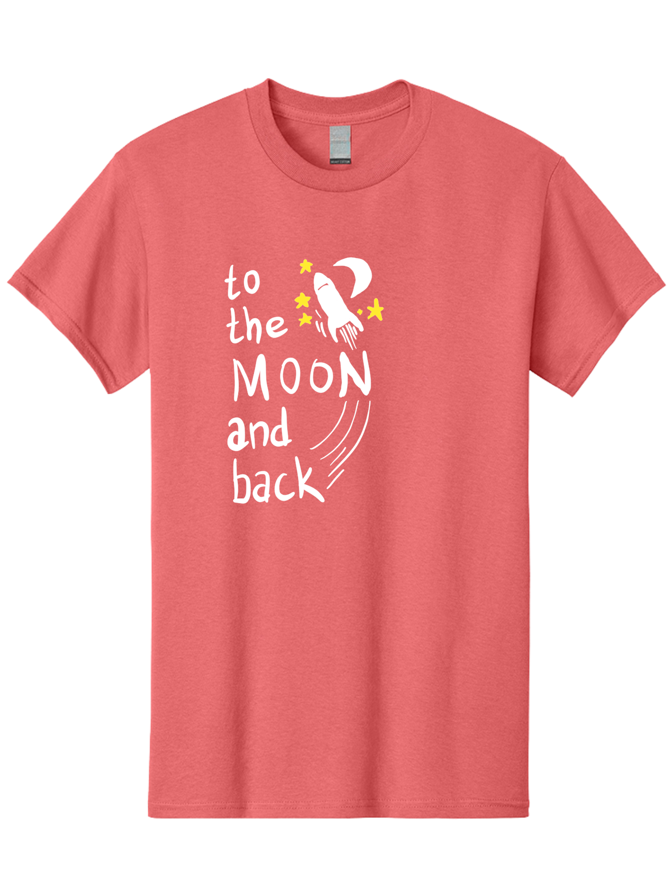 To-The-Moon-And-Back Men'S Graphic Tee, 100% Cotton, Comfortable Casual Summer Wear, Machine Washable, Space Travel, Rocket Ship, Moon Adventure, Love Phrase, Starry Night, Celestial Journey, Quirky Typography, Whimsical Illustration -  Aaa134