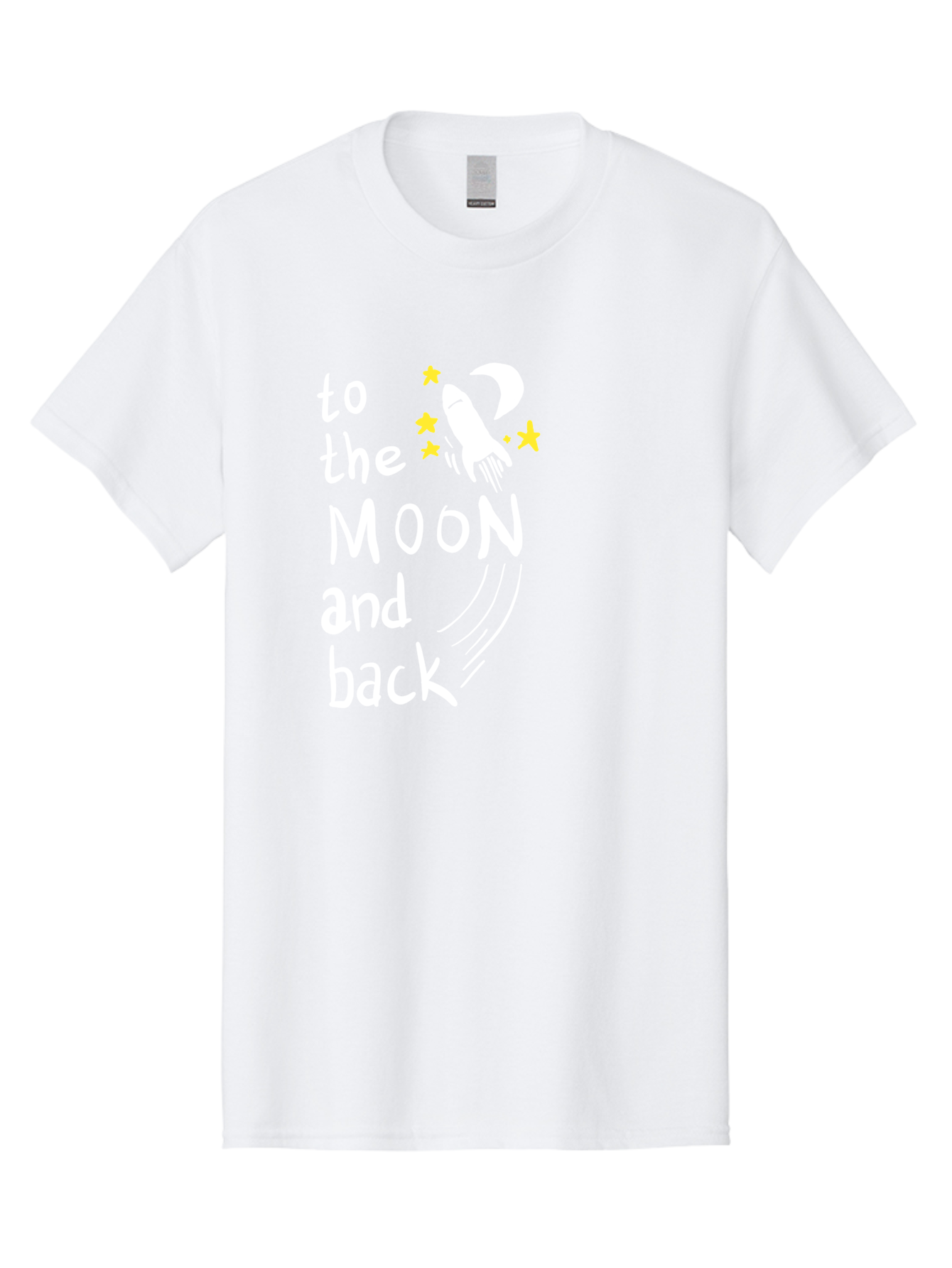 To-The-Moon-And-Back Men'S Graphic Tee, 100% Cotton, Comfortable Casual Summer Wear, Machine Washable, Space Travel, Rocket Ship, Moon Adventure, Love Phrase, Starry Night, Celestial Journey, Quirky Typography, Whimsical Illustration -  Aaa134