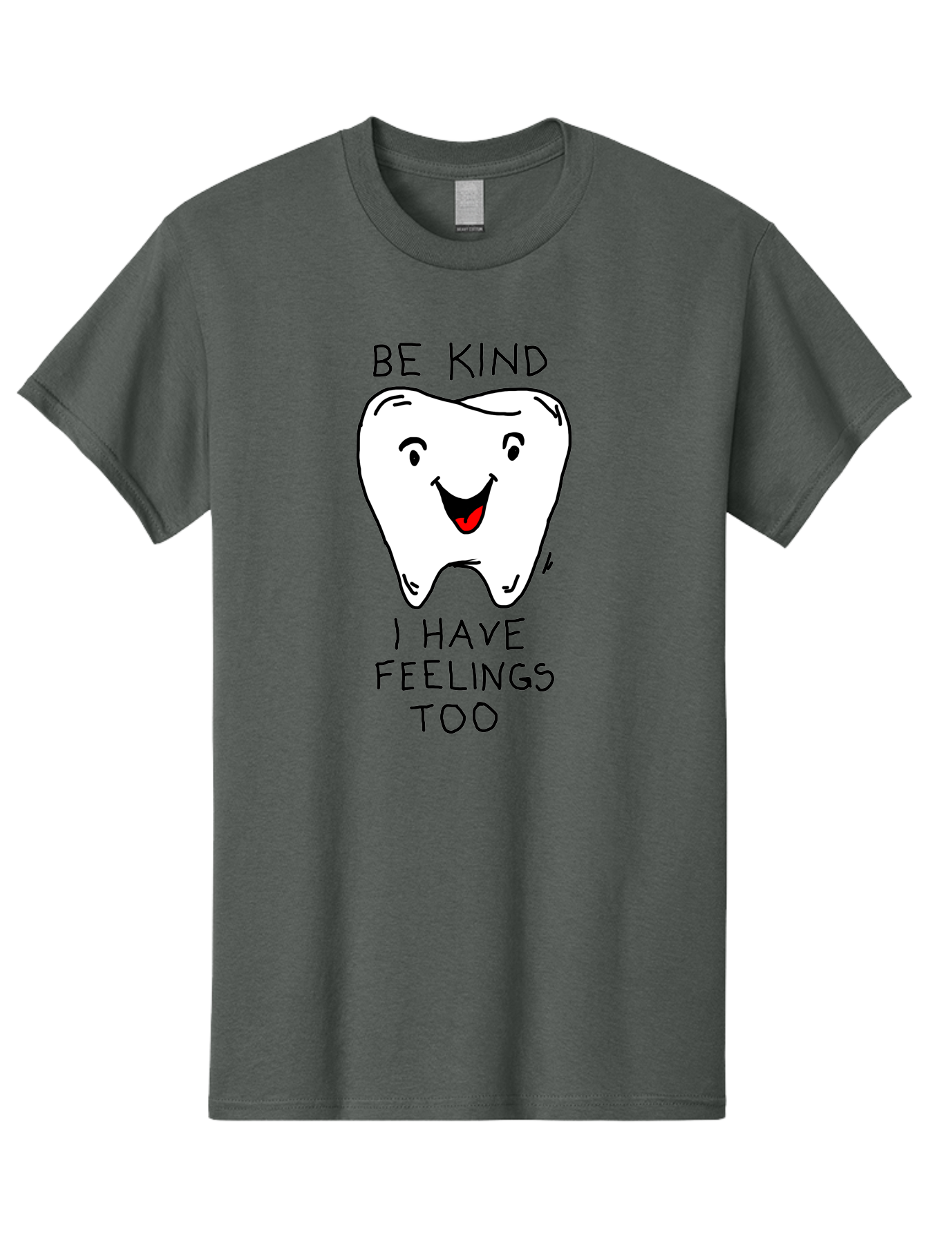 Tooth-With-Feeling Men'S Graphic Tee, 100% Cotton, Comfortable Casual Summer Wear, Machine Washable, Funny Tooth Character, Dental Care, Kindness Matters, Tooth With Feelings, Humorous Illustration, Cartoon Tooth, Be Kind, -  Aaa136