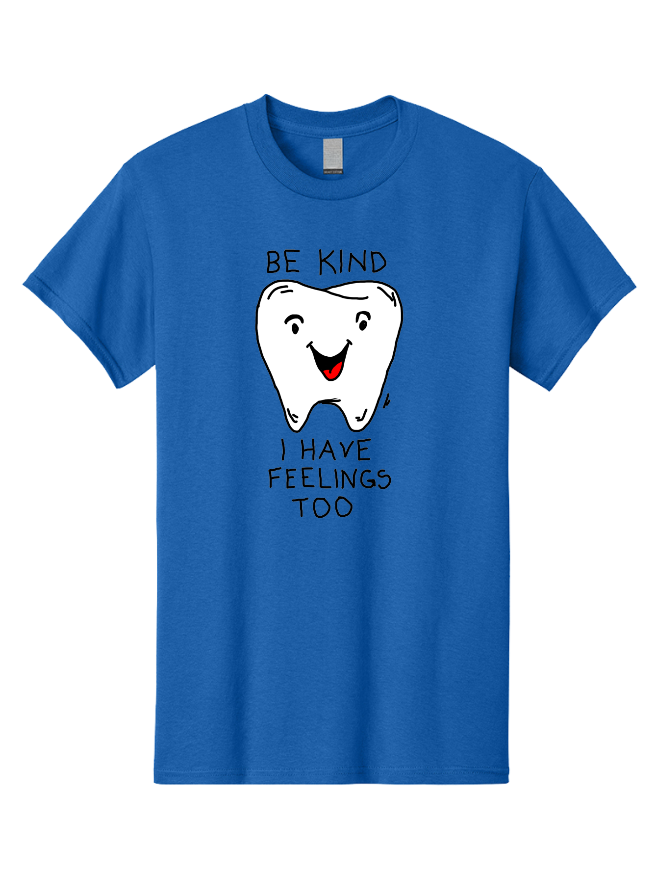 Tooth-With-Feeling Men'S Graphic Tee, 100% Cotton, Comfortable Casual Summer Wear, Machine Washable, Funny Tooth Character, Dental Care, Kindness Matters, Tooth With Feelings, Humorous Illustration, Cartoon Tooth, Be Kind, -  Aaa136