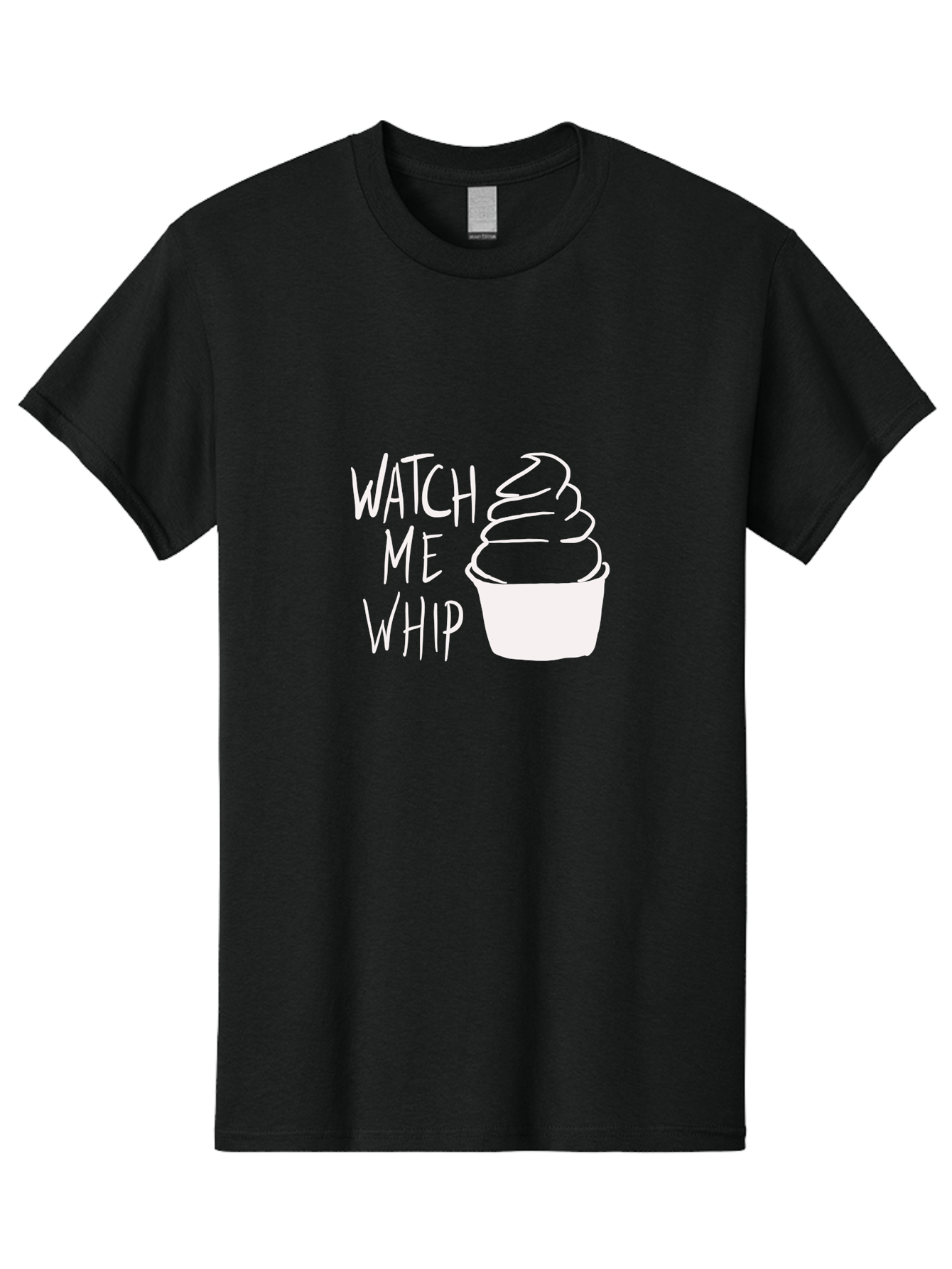 Watch-Me-Whip Men'S Graphic Tee, 100% Cotton, Comfortable Casual Summer Wear, Machine Washable, Whipped Cream, Soft Serve, Cup, Sweet Treat, Frozen Yogurt, Dessert, Fun Phrase, Playful Design, White Illustration, Watch Me Whip -  Aaa138
