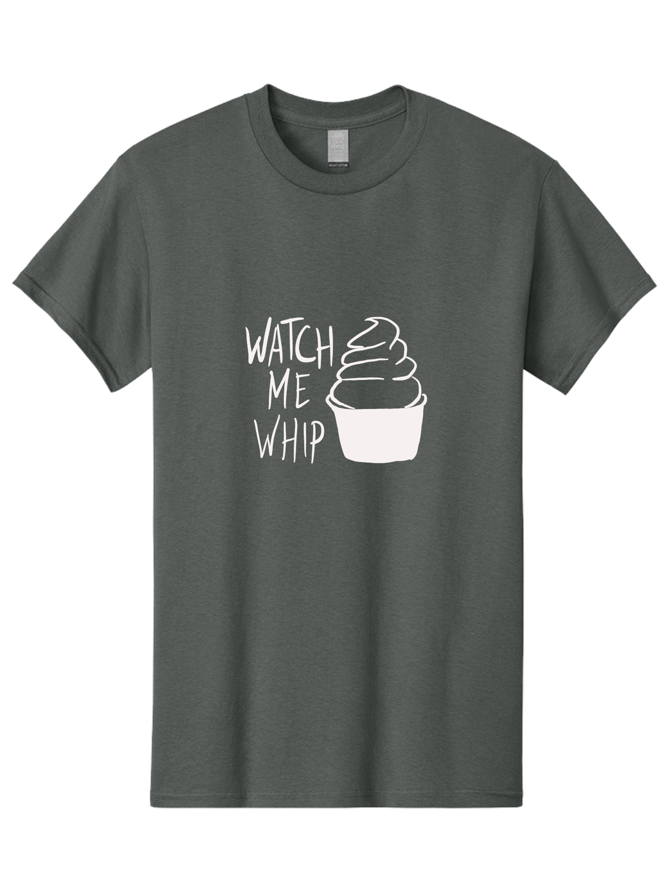 Watch-Me-Whip Men'S Graphic Tee, 100% Cotton, Comfortable Casual Summer Wear, Machine Washable, Whipped Cream, Soft Serve, Cup, Sweet Treat, Frozen Yogurt, Dessert, Fun Phrase, Playful Design, White Illustration, Watch Me Whip -  Aaa138