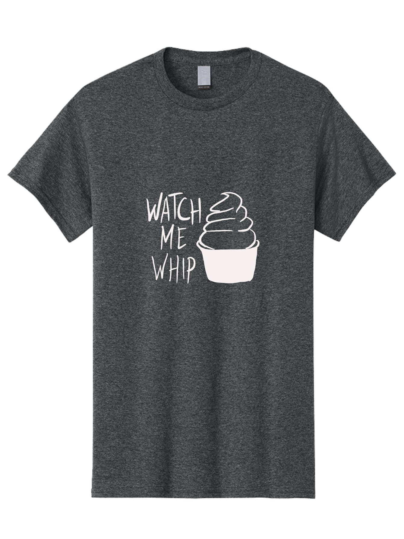 Watch-Me-Whip Men'S Graphic Tee, 100% Cotton, Comfortable Casual Summer Wear, Machine Washable, Whipped Cream, Soft Serve, Cup, Sweet Treat, Frozen Yogurt, Dessert, Fun Phrase, Playful Design, White Illustration, Watch Me Whip -  Aaa138