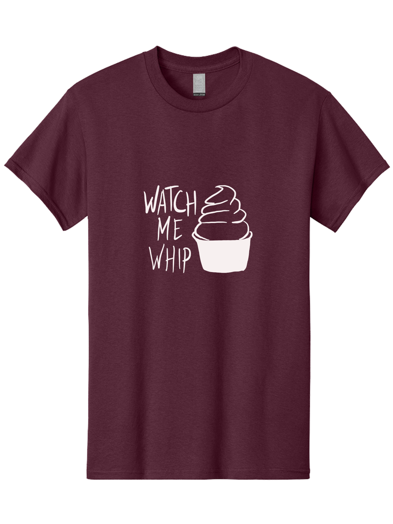 Watch-Me-Whip Men'S Graphic Tee, 100% Cotton, Comfortable Casual Summer Wear, Machine Washable, Whipped Cream, Soft Serve, Cup, Sweet Treat, Frozen Yogurt, Dessert, Fun Phrase, Playful Design, White Illustration, Watch Me Whip -  Aaa138