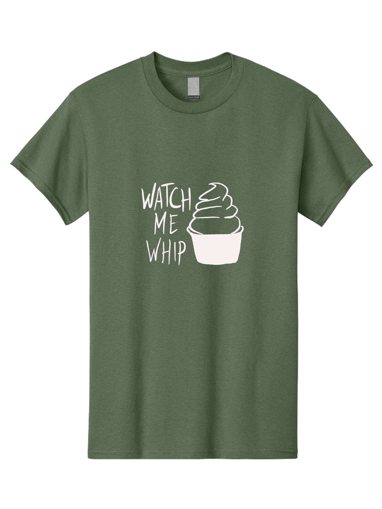 Watch-Me-Whip Men'S Graphic Tee, 100% Cotton, Comfortable Casual Summer Wear, Machine Washable, Whipped Cream, Soft Serve, Cup, Sweet Treat, Frozen Yogurt, Dessert, Fun Phrase, Playful Design, White Illustration, Watch Me Whip -  Aaa138