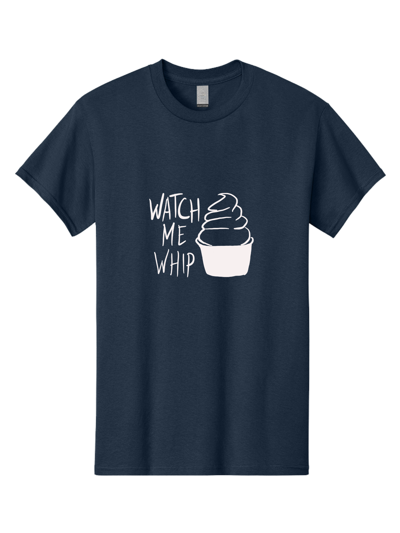 Watch-Me-Whip Men'S Graphic Tee, 100% Cotton, Comfortable Casual Summer Wear, Machine Washable, Whipped Cream, Soft Serve, Cup, Sweet Treat, Frozen Yogurt, Dessert, Fun Phrase, Playful Design, White Illustration, Watch Me Whip -  Aaa138