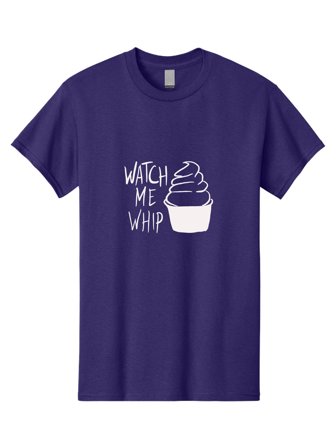 Watch-Me-Whip Men'S Graphic Tee, 100% Cotton, Comfortable Casual Summer Wear, Machine Washable, Whipped Cream, Soft Serve, Cup, Sweet Treat, Frozen Yogurt, Dessert, Fun Phrase, Playful Design, White Illustration, Watch Me Whip -  Aaa138