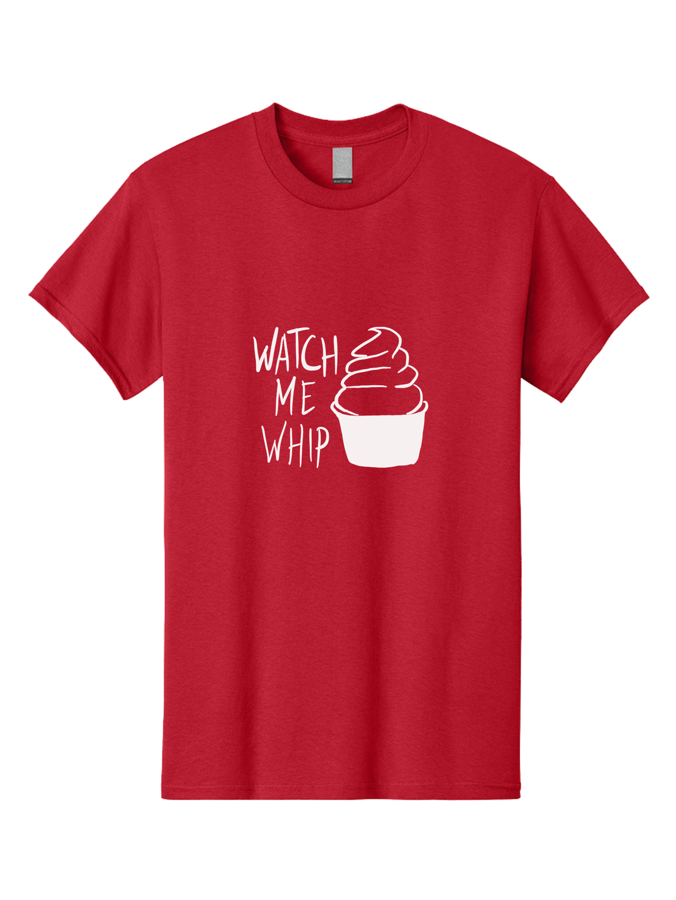 Watch-Me-Whip Men'S Graphic Tee, 100% Cotton, Comfortable Casual Summer Wear, Machine Washable, Whipped Cream, Soft Serve, Cup, Sweet Treat, Frozen Yogurt, Dessert, Fun Phrase, Playful Design, White Illustration, Watch Me Whip -  Aaa138