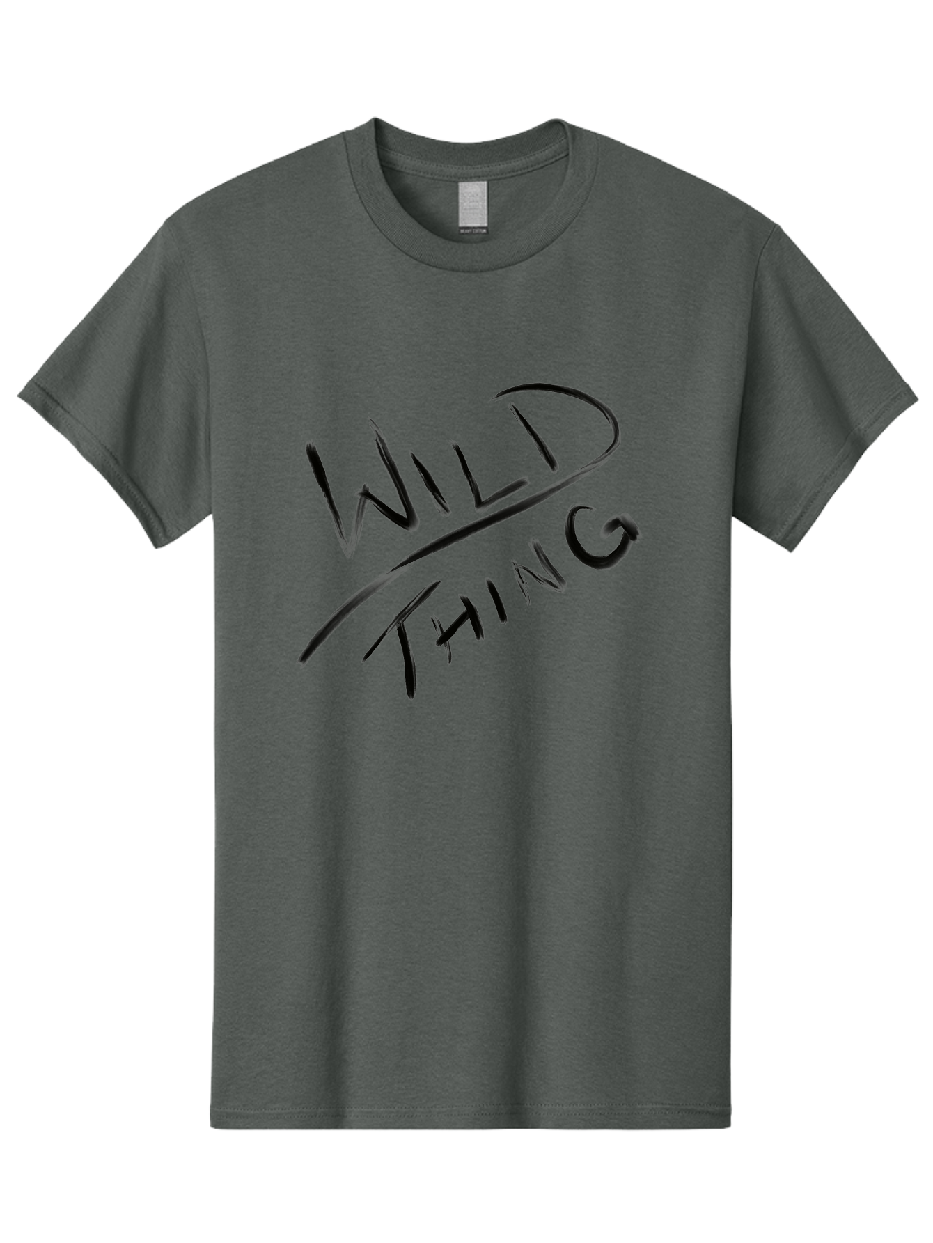 Wild-Thing Men'S Graphic Tee, 100% Cotton, Comfortable Casual Summer Wear, Machine Washable, Wild Thing, Bold Typography, Black Text, Diagonal Text, Handwritten Font, Modern Design, Edgy Style, Graphic Text -  Aaa139