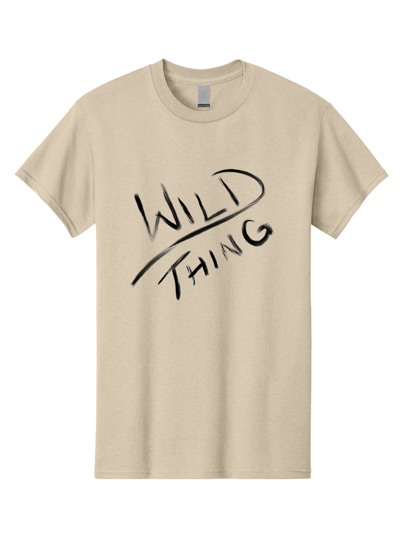 Wild-Thing Men'S Graphic Tee, 100% Cotton, Comfortable Casual Summer Wear, Machine Washable, Wild Thing, Bold Typography, Black Text, Diagonal Text, Handwritten Font, Modern Design, Edgy Style, Graphic Text -  Aaa139