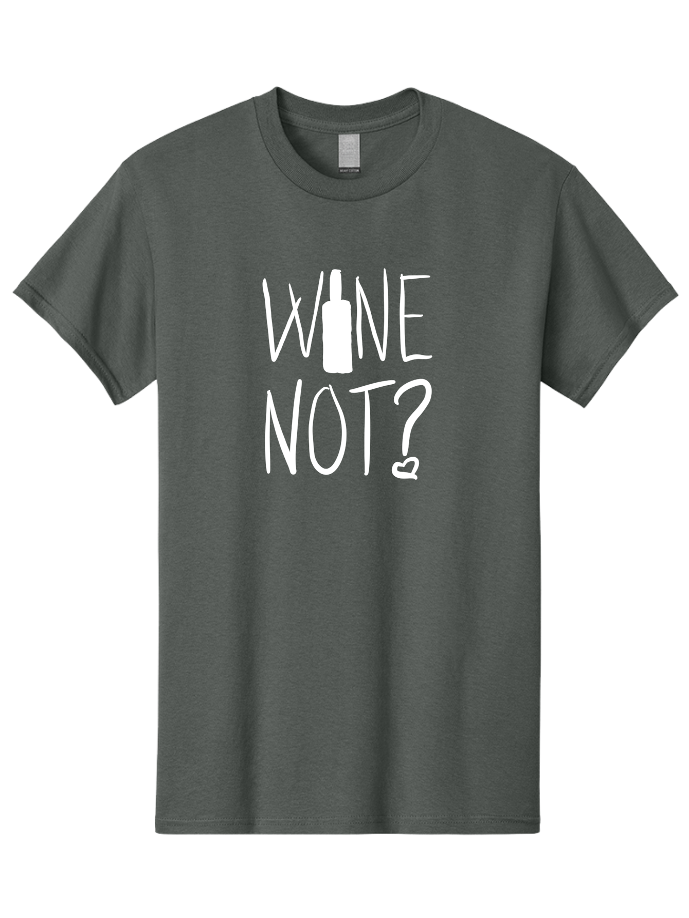 Wine-Not Men'S Graphic Tee, 100% Cotton, Comfortable Casual Summer Wear, Machine Washable, Wine Bottle, Playful Message, Witty Phrase, Wine Pun, Heart Symbol, Wine Lover, Funny Quote -  Aaa141