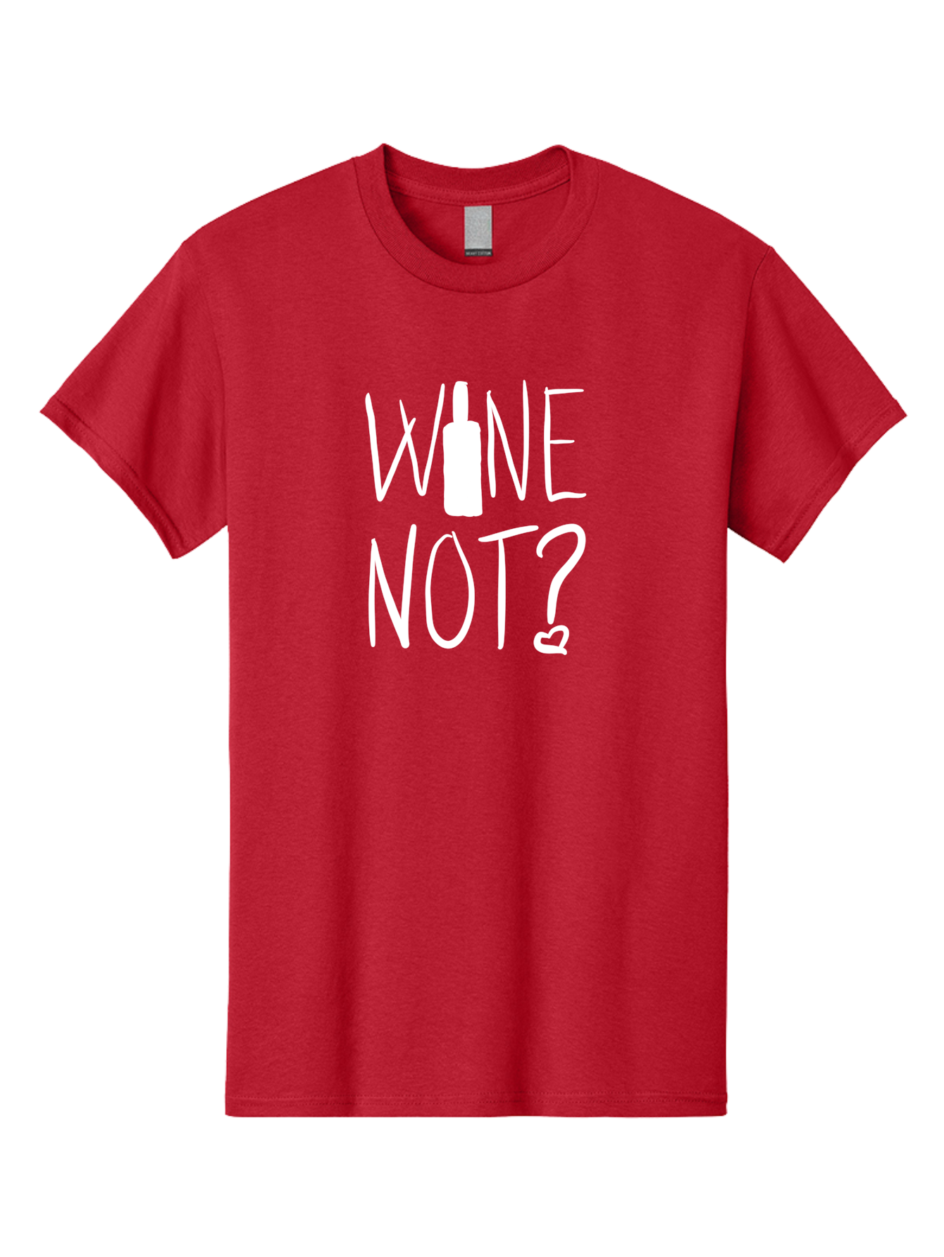 Wine-Not Men'S Graphic Tee, 100% Cotton, Comfortable Casual Summer Wear, Machine Washable, Wine Bottle, Playful Message, Witty Phrase, Wine Pun, Heart Symbol, Wine Lover, Funny Quote -  Aaa141