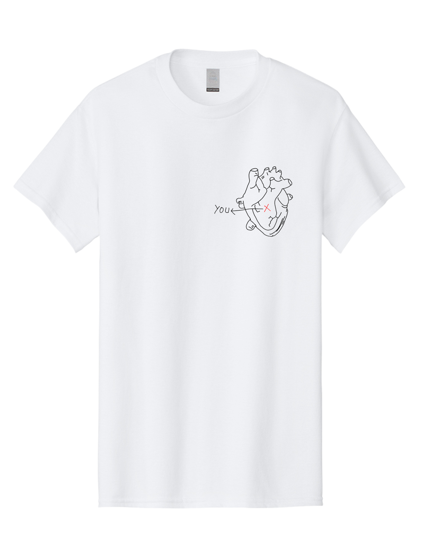 X-Marks-Heart-You Men'S Graphic Tee, 100% Cotton, Comfortable Casual Summer Wear, Machine Washable, Anatomical Heart Illustration, X Marks The Spot, Symbolic Representation, Heart Anatomy, Human Heart Diagram, Arrow Pointing To You -  Aaa144