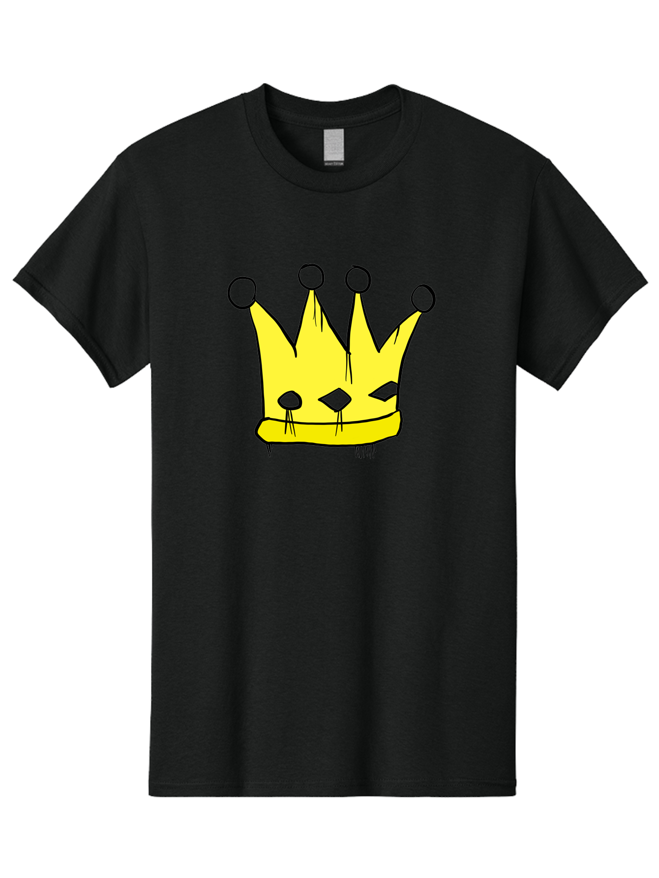 Yellow-Crown Men'S Graphic Tee, 100% Cotton, Comfortable Casual Summer Wear, Machine Washable, Yellow Crown, Royal Symbol, Regal Headwear, Cartoon Style, Simple Design, Bold Lines, Simple Graphics, Monarch Emblem -  Aaa146