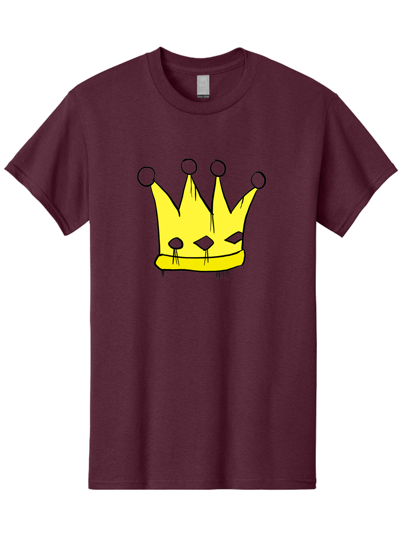 Yellow-Crown Men'S Graphic Tee, 100% Cotton, Comfortable Casual Summer Wear, Machine Washable, Yellow Crown, Royal Symbol, Regal Headwear, Cartoon Style, Simple Design, Bold Lines, Simple Graphics, Monarch Emblem -  Aaa146