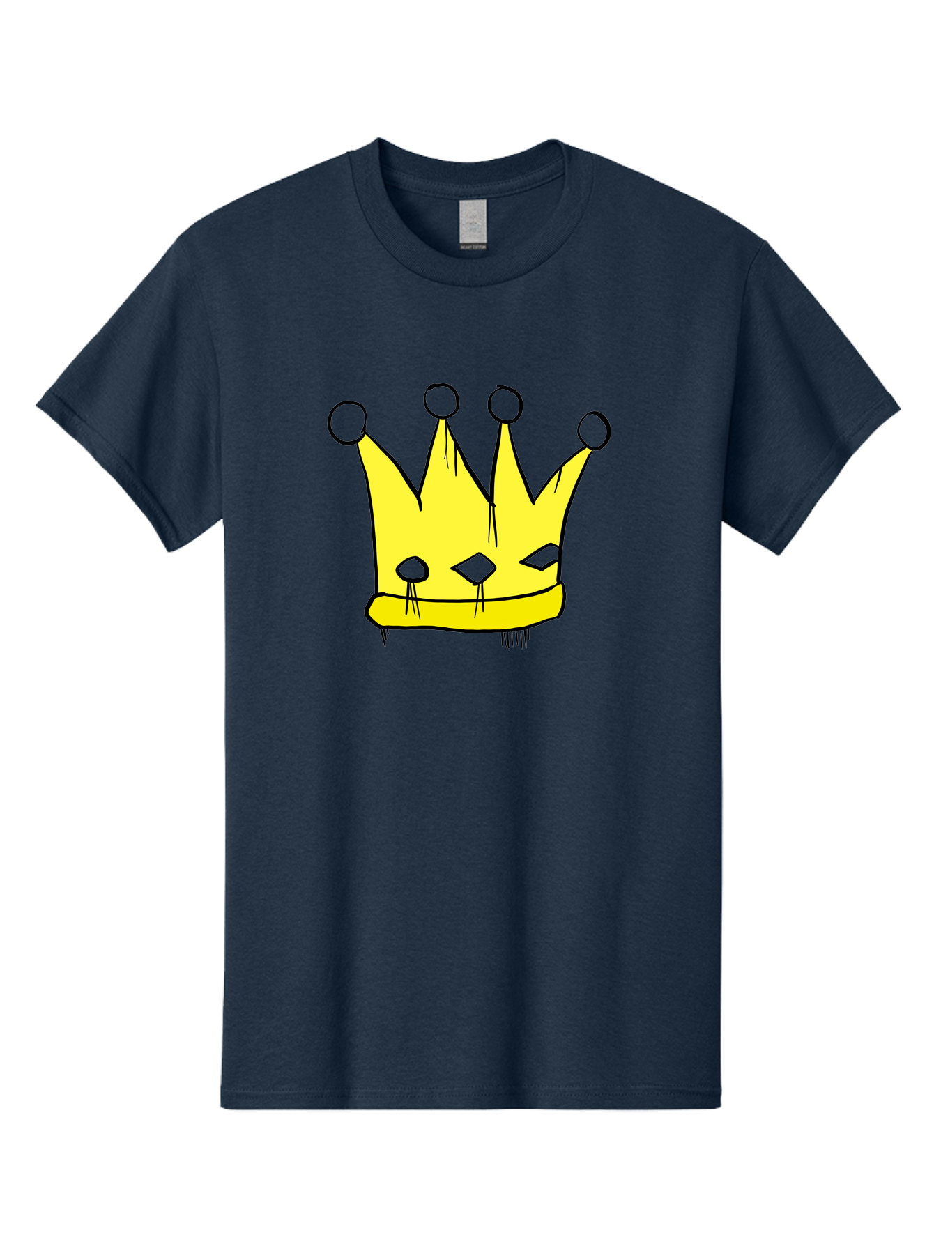 Yellow-Crown Men'S Graphic Tee, 100% Cotton, Comfortable Casual Summer Wear, Machine Washable, Yellow Crown, Royal Symbol, Regal Headwear, Cartoon Style, Simple Design, Bold Lines, Simple Graphics, Monarch Emblem -  Aaa146