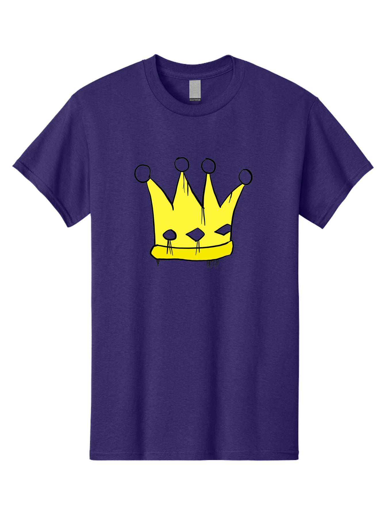 Yellow-Crown Men'S Graphic Tee, 100% Cotton, Comfortable Casual Summer Wear, Machine Washable, Yellow Crown, Royal Symbol, Regal Headwear, Cartoon Style, Simple Design, Bold Lines, Simple Graphics, Monarch Emblem -  Aaa146