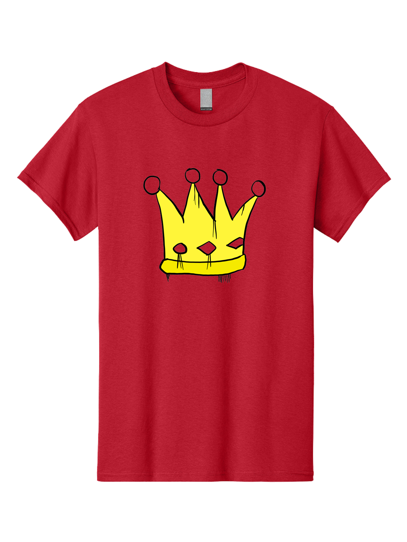 Yellow-Crown Men'S Graphic Tee, 100% Cotton, Comfortable Casual Summer Wear, Machine Washable, Yellow Crown, Royal Symbol, Regal Headwear, Cartoon Style, Simple Design, Bold Lines, Simple Graphics, Monarch Emblem -  Aaa146