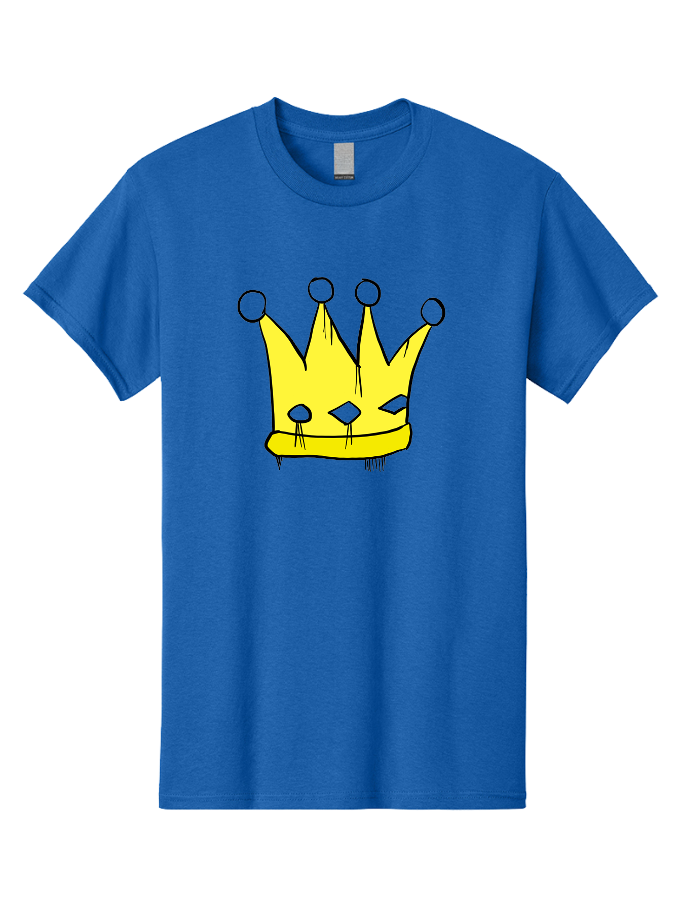 Yellow-Crown Men'S Graphic Tee, 100% Cotton, Comfortable Casual Summer Wear, Machine Washable, Yellow Crown, Royal Symbol, Regal Headwear, Cartoon Style, Simple Design, Bold Lines, Simple Graphics, Monarch Emblem -  Aaa146