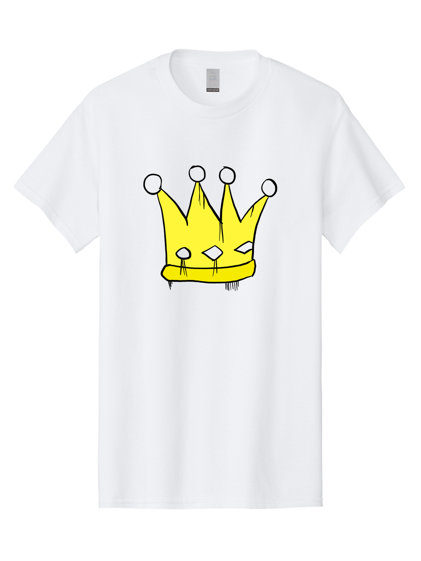 Yellow-Crown Men'S Graphic Tee, 100% Cotton, Comfortable Casual Summer Wear, Machine Washable, Yellow Crown, Royal Symbol, Regal Headwear, Cartoon Style, Simple Design, Bold Lines, Simple Graphics, Monarch Emblem -  Aaa146