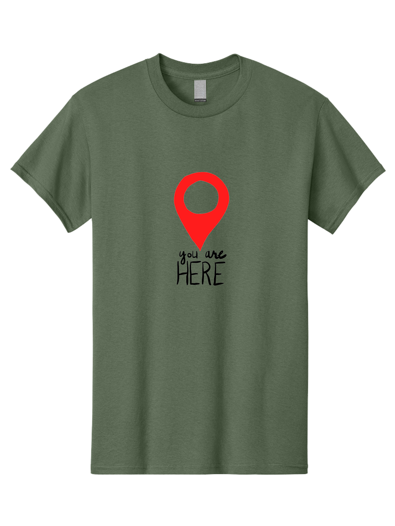 map pin, location marker, navigation symbol, GPS indicator, direction pointer, red icon, black text, you are HERE sign