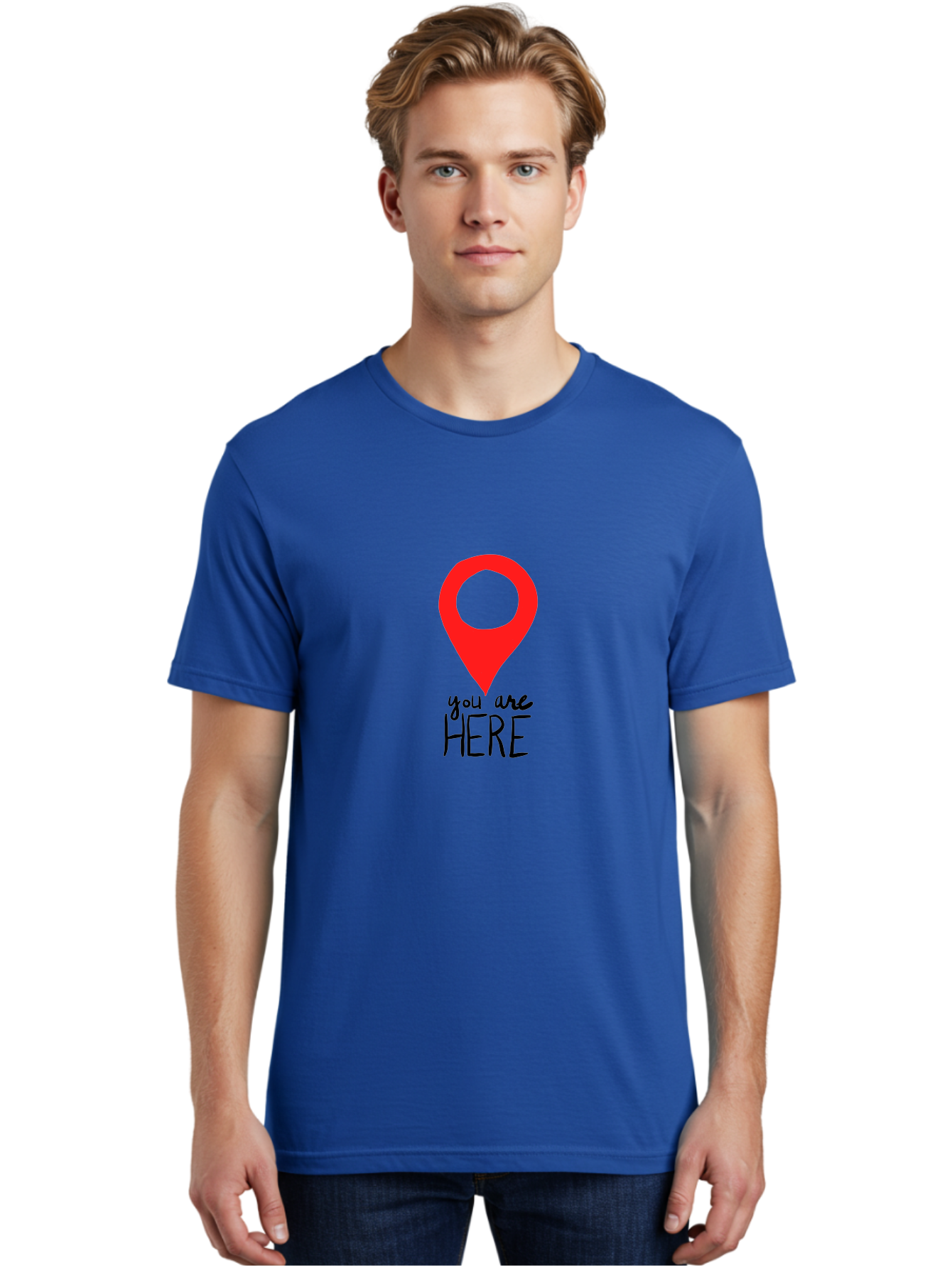 map pin, location marker, navigation symbol, GPS indicator, direction pointer, red icon, black text, you are HERE sign