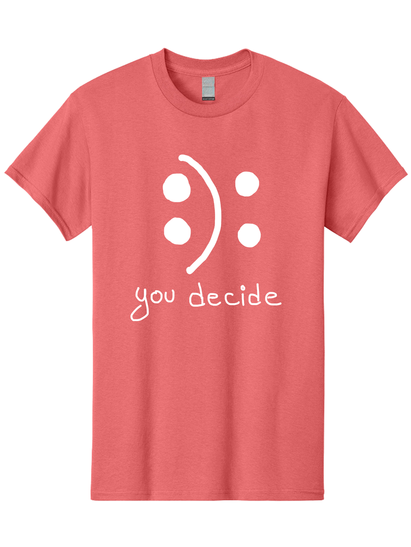 You-Decide Men'S Graphic Tee, 100% Cotton, Comfortable Casual Summer Wear, Machine Washable, Smiley Face, Emoticon, Decision Making, Positive Vibes, Empowerment, Choice, Freedom, Happiness, Optimism -  Aaa149