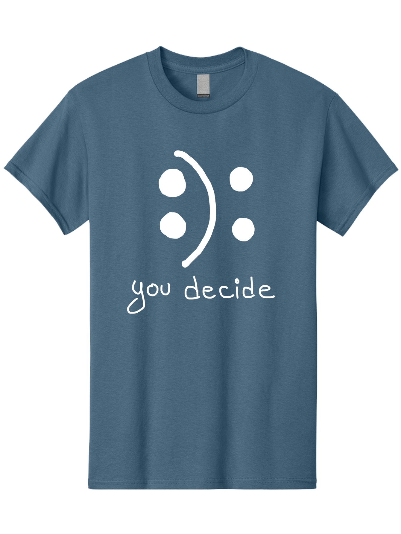 You-Decide Men'S Graphic Tee, 100% Cotton, Comfortable Casual Summer Wear, Machine Washable, Smiley Face, Emoticon, Decision Making, Positive Vibes, Empowerment, Choice, Freedom, Happiness, Optimism -  Aaa149