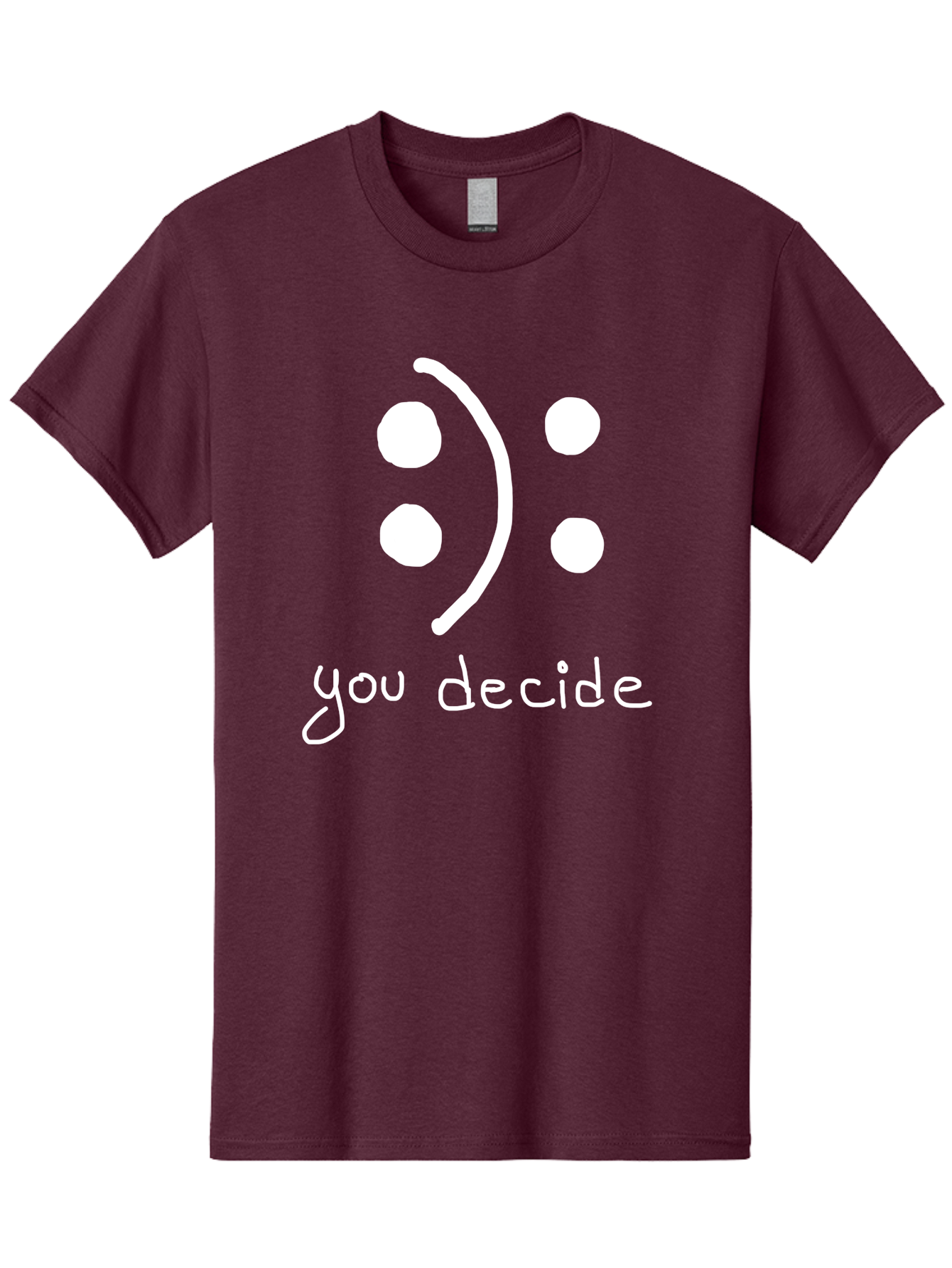 You-Decide Men'S Graphic Tee, 100% Cotton, Comfortable Casual Summer Wear, Machine Washable, Smiley Face, Emoticon, Decision Making, Positive Vibes, Empowerment, Choice, Freedom, Happiness, Optimism -  Aaa149