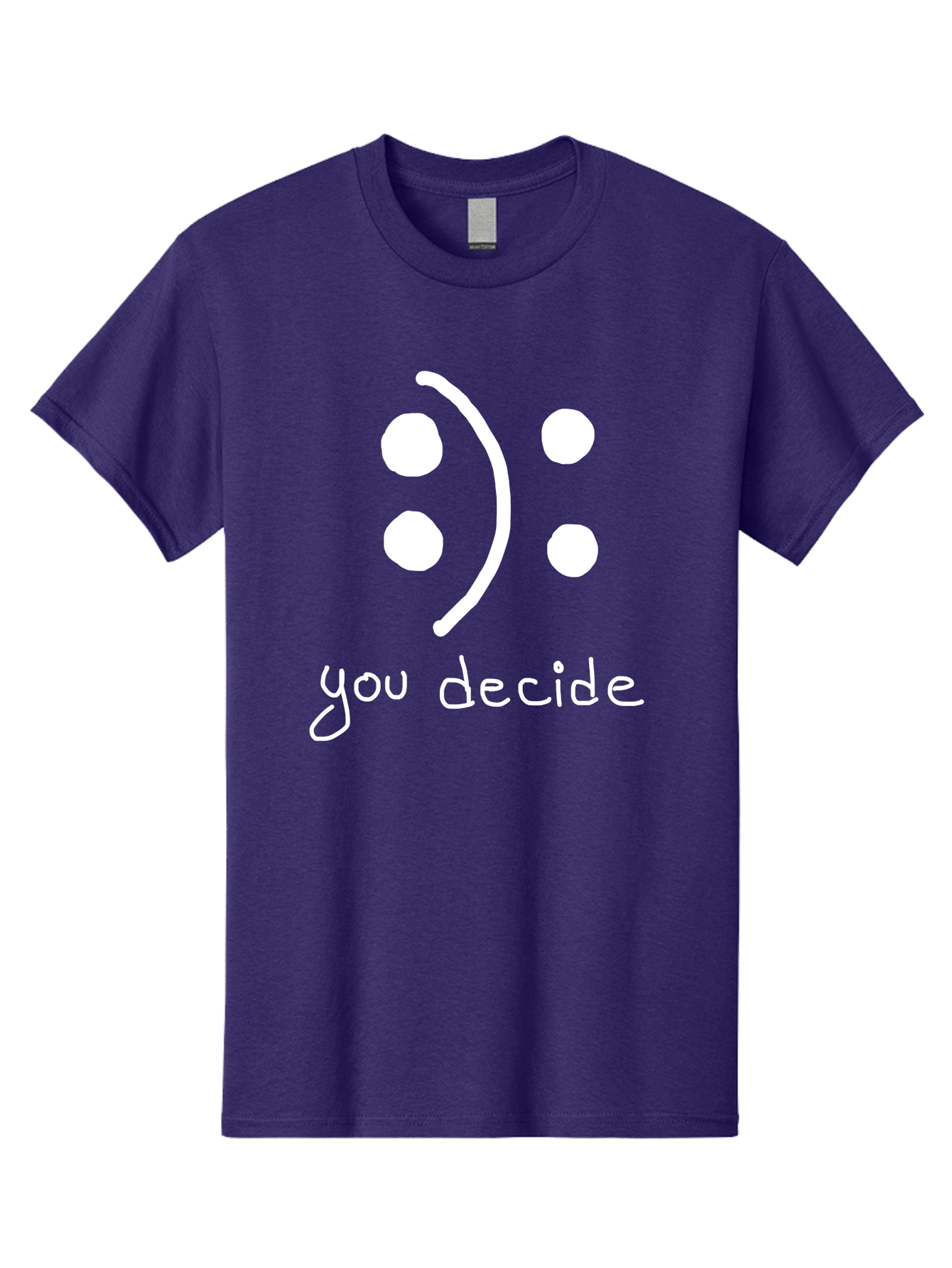 You-Decide Men'S Graphic Tee, 100% Cotton, Comfortable Casual Summer Wear, Machine Washable, Smiley Face, Emoticon, Decision Making, Positive Vibes, Empowerment, Choice, Freedom, Happiness, Optimism -  Aaa149