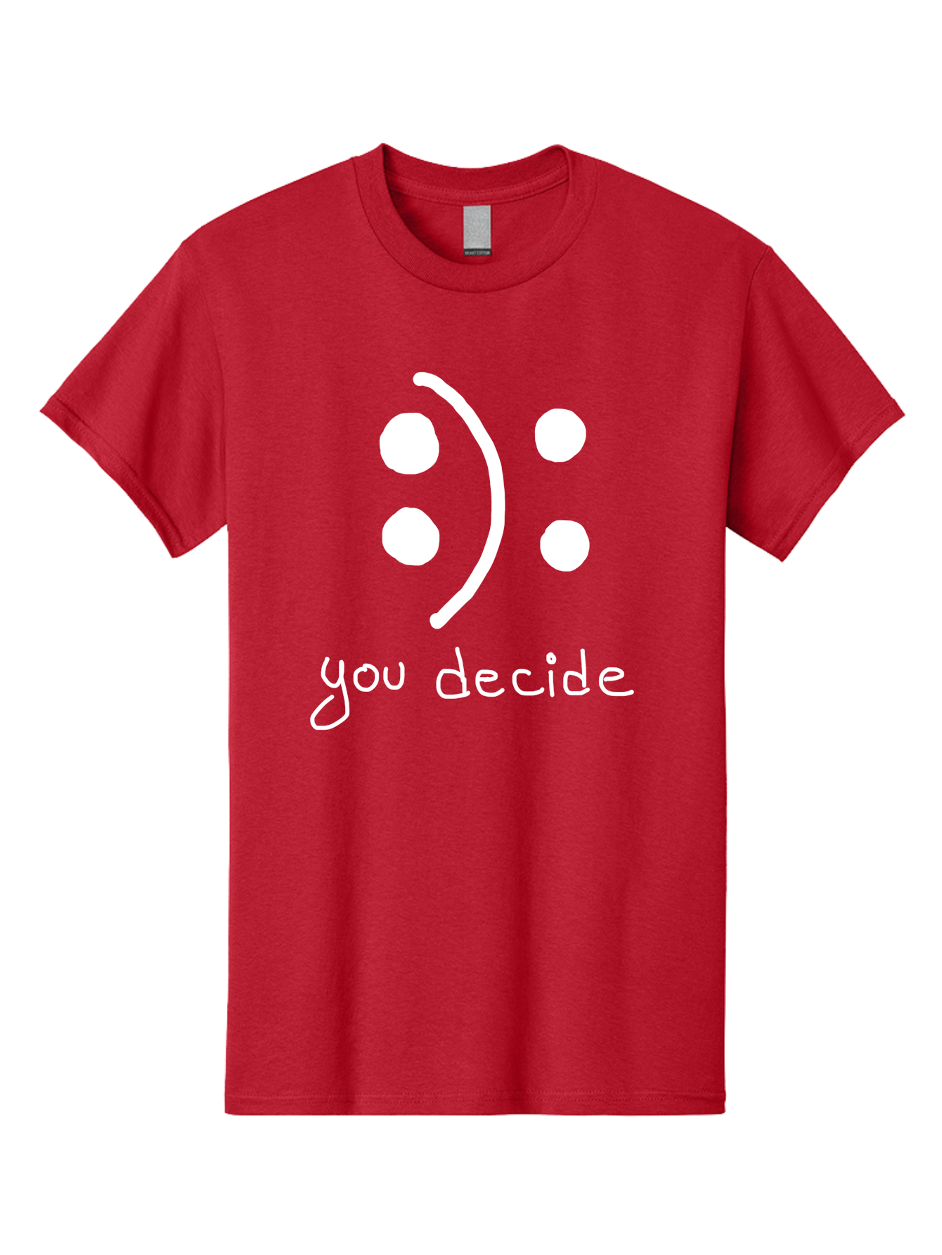 You-Decide Men'S Graphic Tee, 100% Cotton, Comfortable Casual Summer Wear, Machine Washable, Smiley Face, Emoticon, Decision Making, Positive Vibes, Empowerment, Choice, Freedom, Happiness, Optimism -  Aaa149