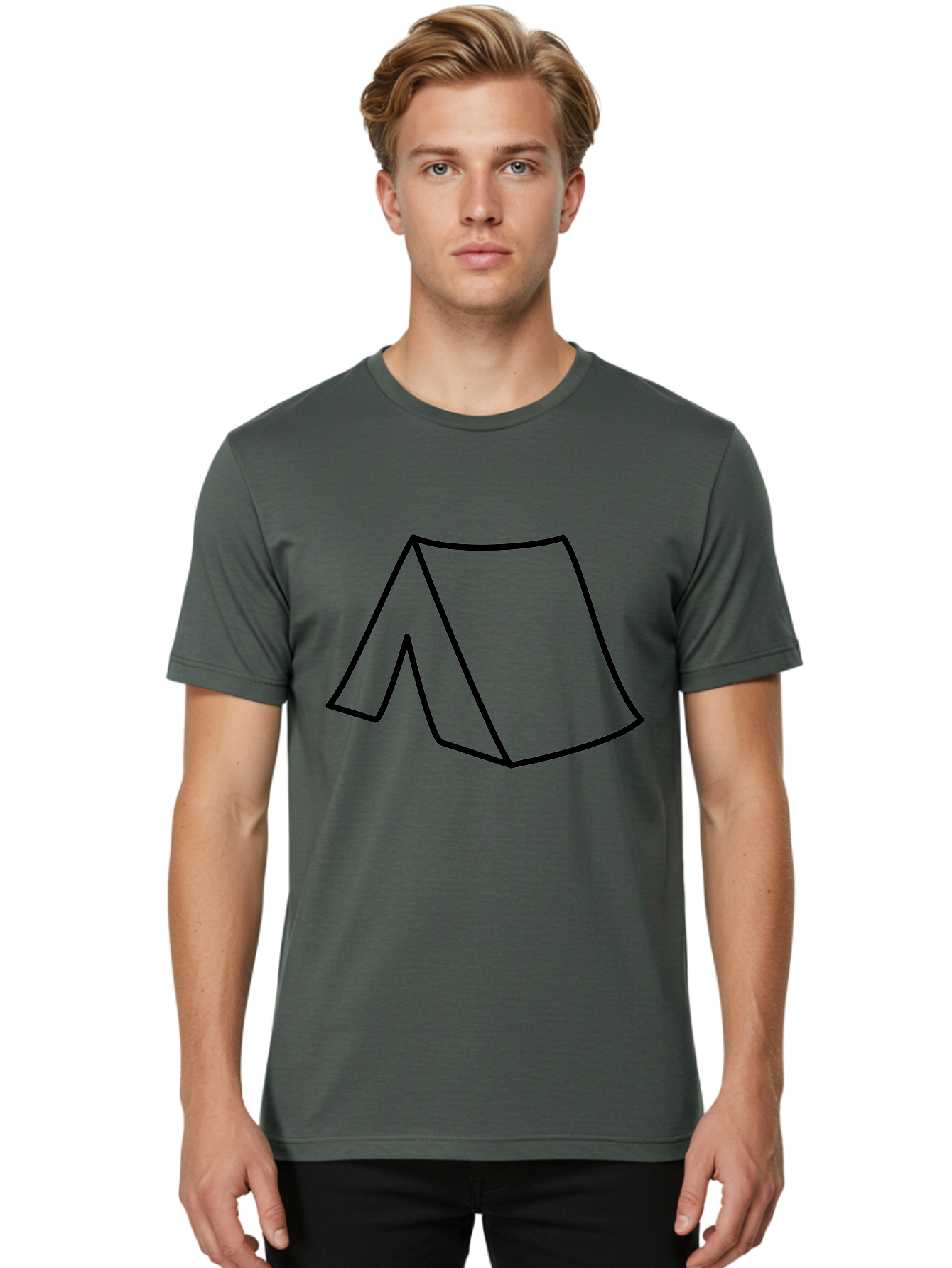 A Men'S Graphic Tee, 100% Cotton, Comfortable Casual Summer Wear, Machine Washable, Simple Line Art, Capital Letter A, Stylized Letter, Minimalist Design, Black Outline, Modern Typography -  Aaa153