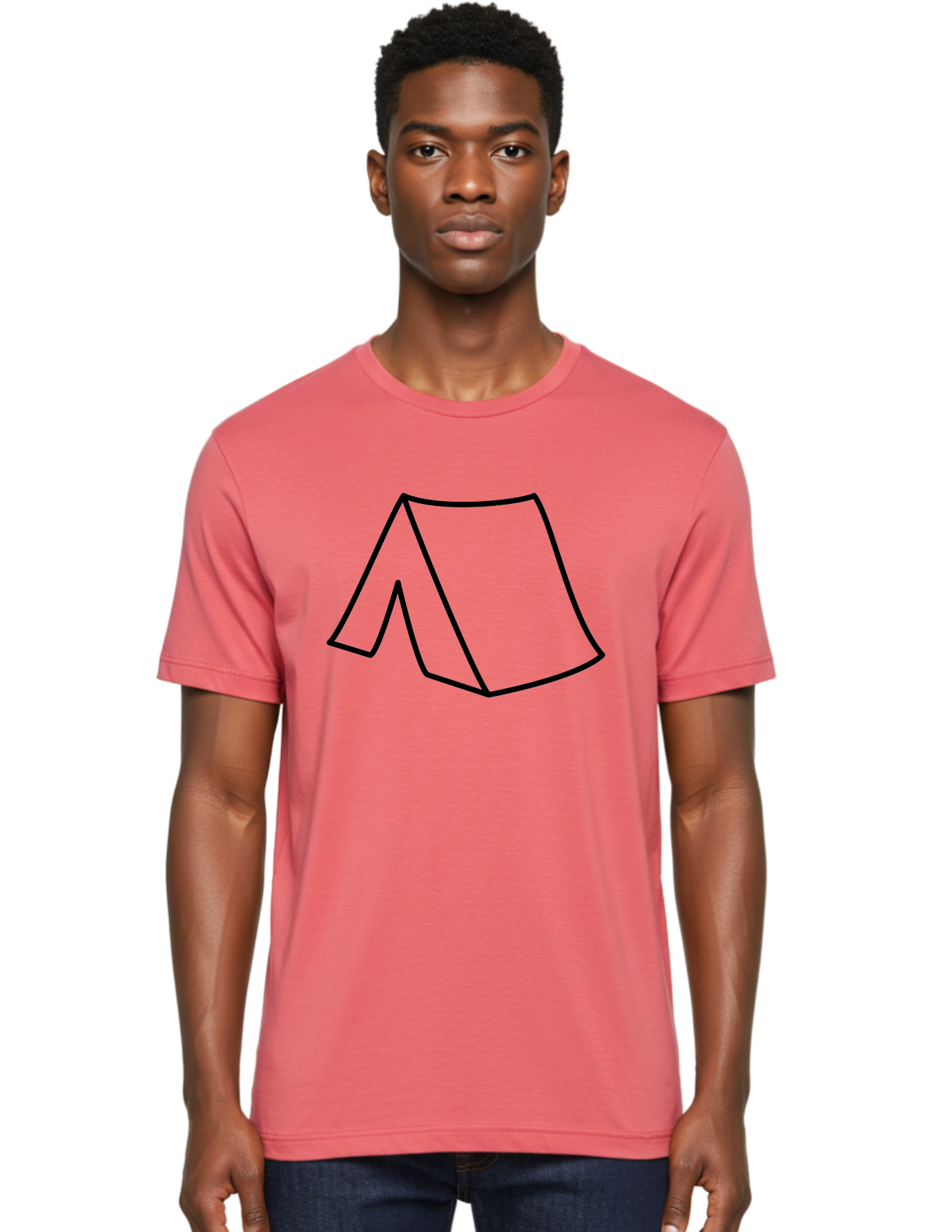 A Men'S Graphic Tee, 100% Cotton, Comfortable Casual Summer Wear, Machine Washable, Simple Line Art, Capital Letter A, Stylized Letter, Minimalist Design, Black Outline, Modern Typography -  Aaa153