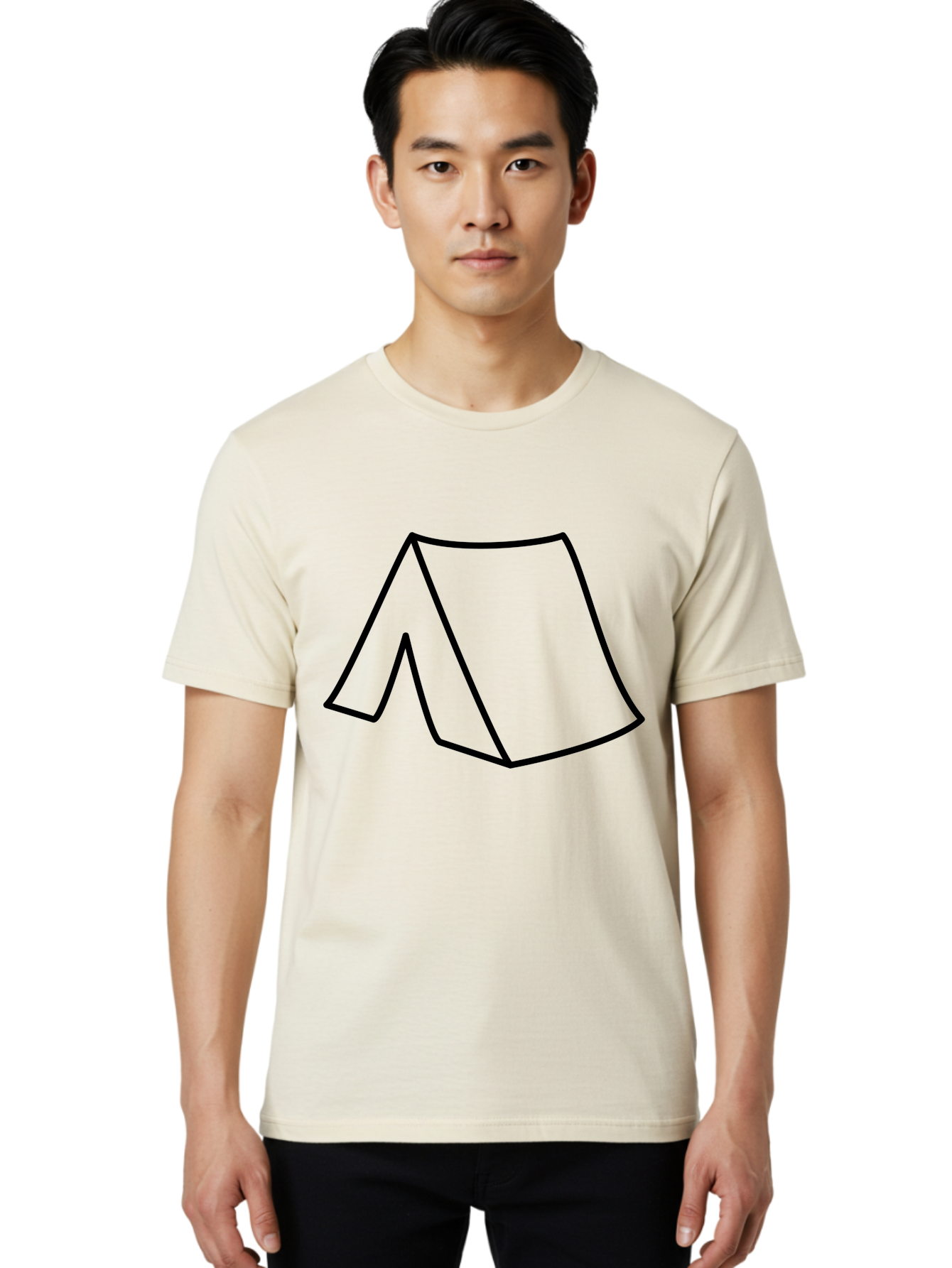 A Men'S Graphic Tee, 100% Cotton, Comfortable Casual Summer Wear, Machine Washable, Simple Line Art, Capital Letter A, Stylized Letter, Minimalist Design, Black Outline, Modern Typography -  Aaa153