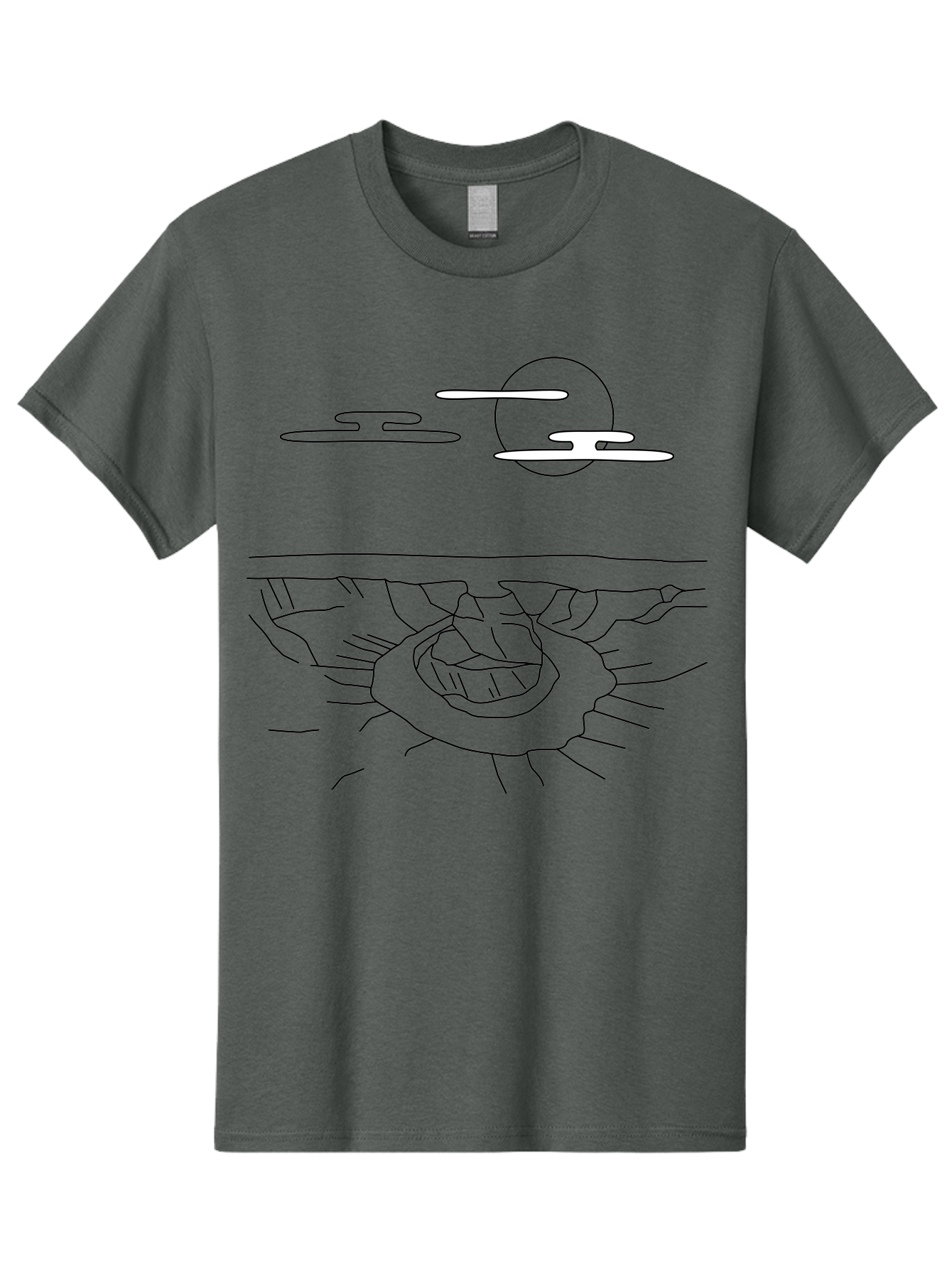 Abstract-Hand Men'S Graphic Tee, 100% Cotton, Comfortable Casual Summer Wear, Machine Washable, Sun, Clouds, Spiral Shape, Abstract Art, Futuristic Design, Simple Shapes, Minimalist Style, Surreal Landscape -  Aaa154