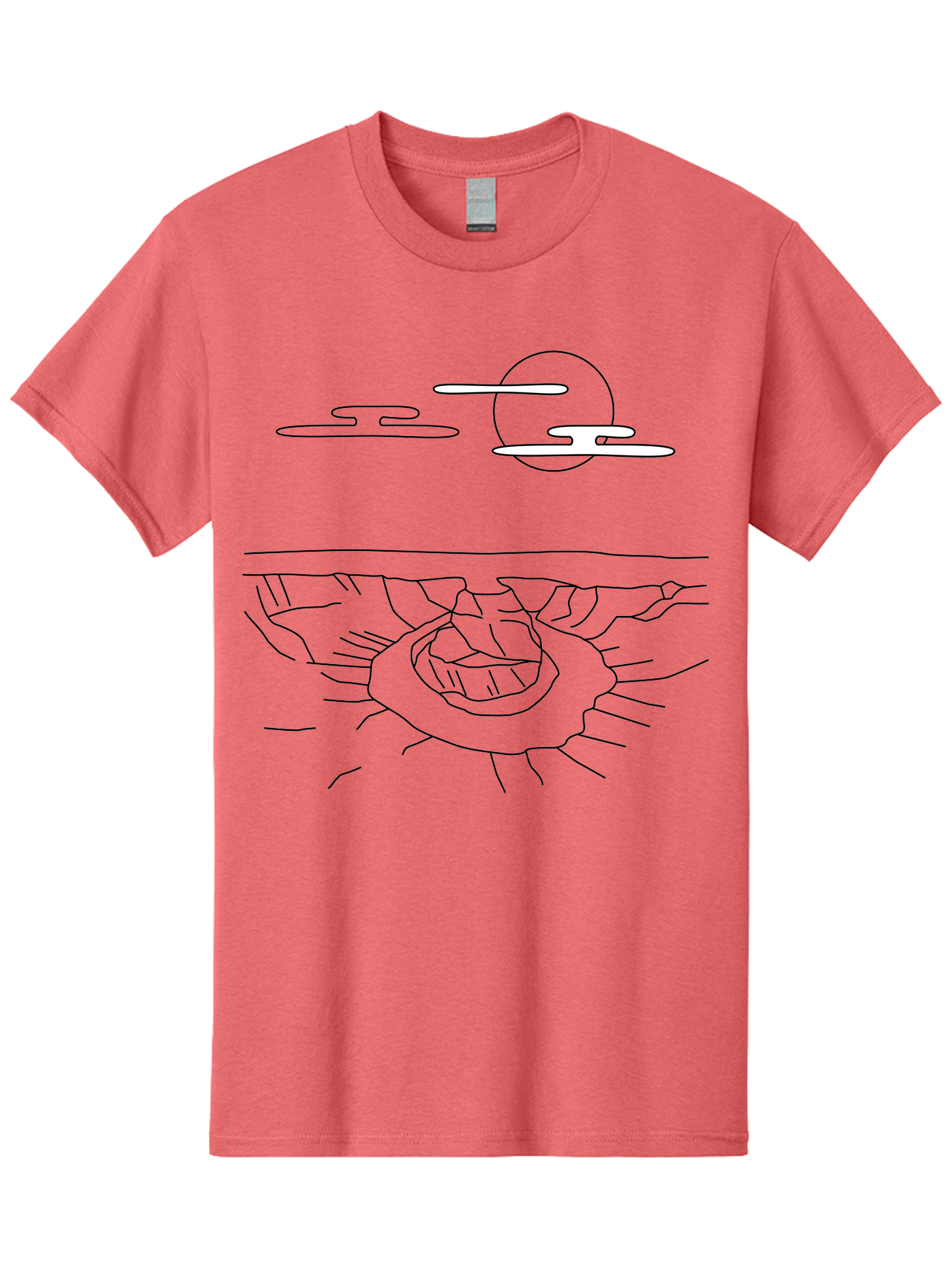 Abstract-Hand Men'S Graphic Tee, 100% Cotton, Comfortable Casual Summer Wear, Machine Washable, Sun, Clouds, Spiral Shape, Abstract Art, Futuristic Design, Simple Shapes, Minimalist Style, Surreal Landscape -  Aaa154