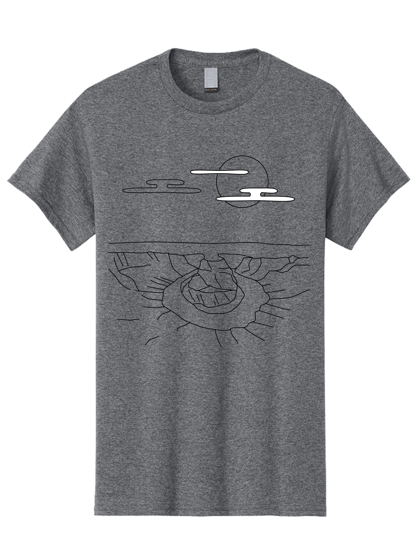 Abstract-Hand Men'S Graphic Tee, 100% Cotton, Comfortable Casual Summer Wear, Machine Washable, Sun, Clouds, Spiral Shape, Abstract Art, Futuristic Design, Simple Shapes, Minimalist Style, Surreal Landscape -  Aaa154