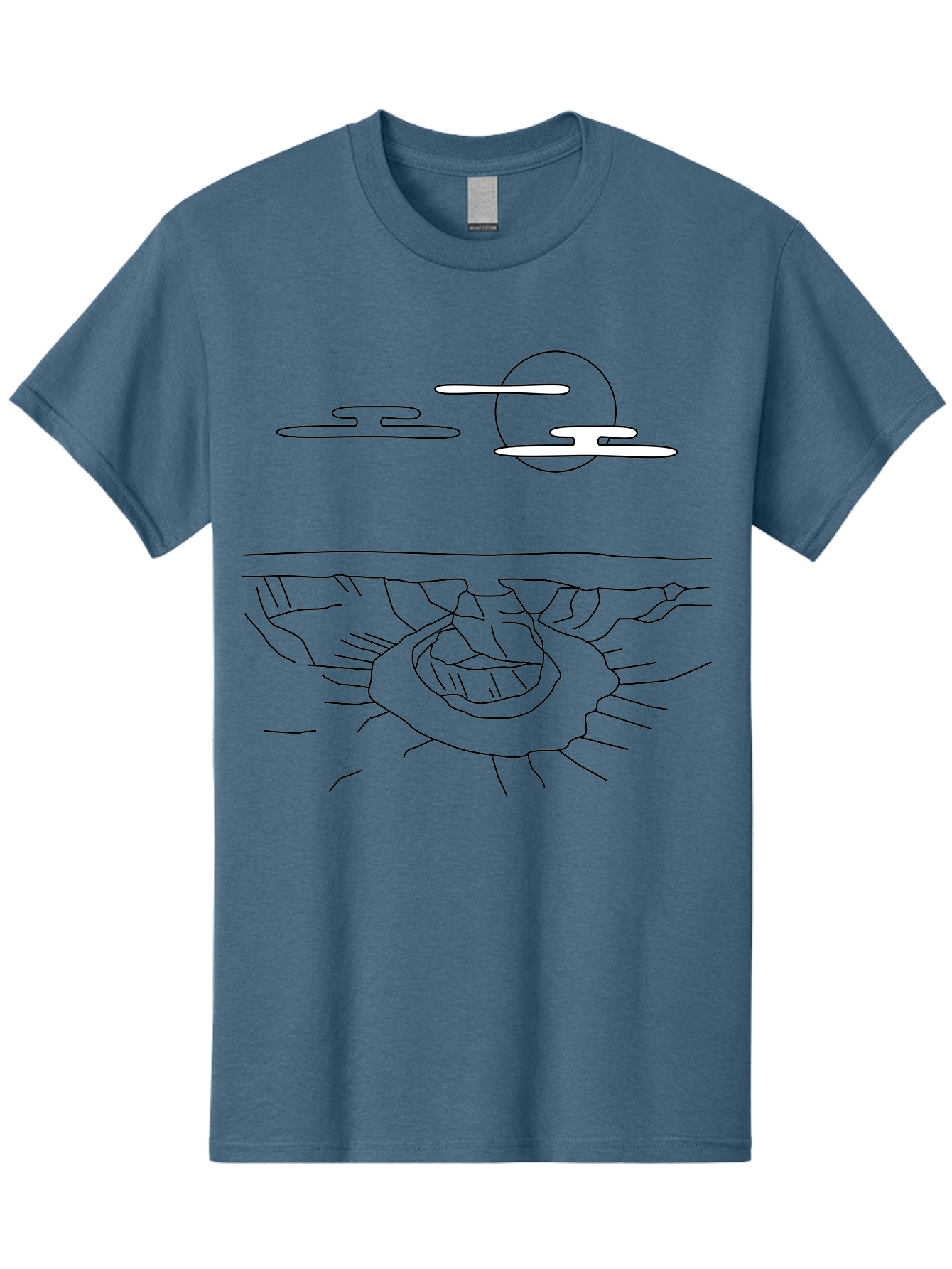 Abstract-Hand Men'S Graphic Tee, 100% Cotton, Comfortable Casual Summer Wear, Machine Washable, Sun, Clouds, Spiral Shape, Abstract Art, Futuristic Design, Simple Shapes, Minimalist Style, Surreal Landscape -  Aaa154