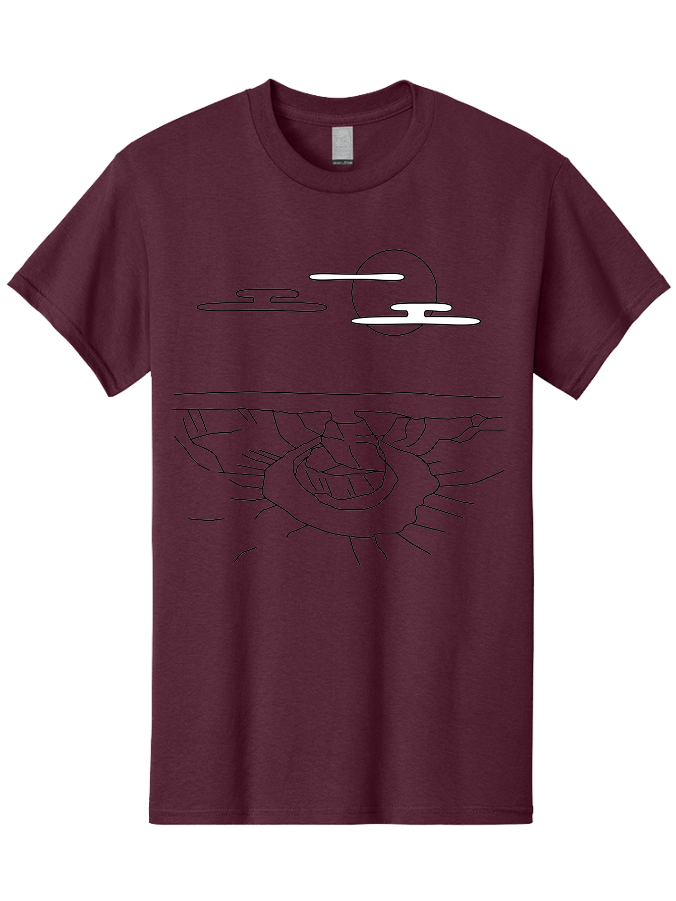 Abstract-Hand Men'S Graphic Tee, 100% Cotton, Comfortable Casual Summer Wear, Machine Washable, Sun, Clouds, Spiral Shape, Abstract Art, Futuristic Design, Simple Shapes, Minimalist Style, Surreal Landscape -  Aaa154