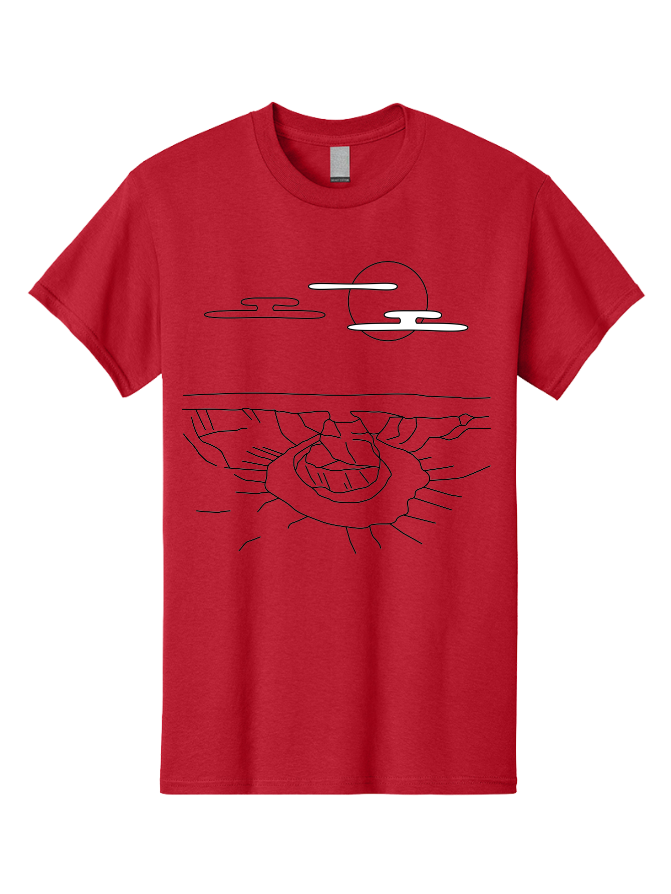 Abstract-Hand Men'S Graphic Tee, 100% Cotton, Comfortable Casual Summer Wear, Machine Washable, Sun, Clouds, Spiral Shape, Abstract Art, Futuristic Design, Simple Shapes, Minimalist Style, Surreal Landscape -  Aaa154