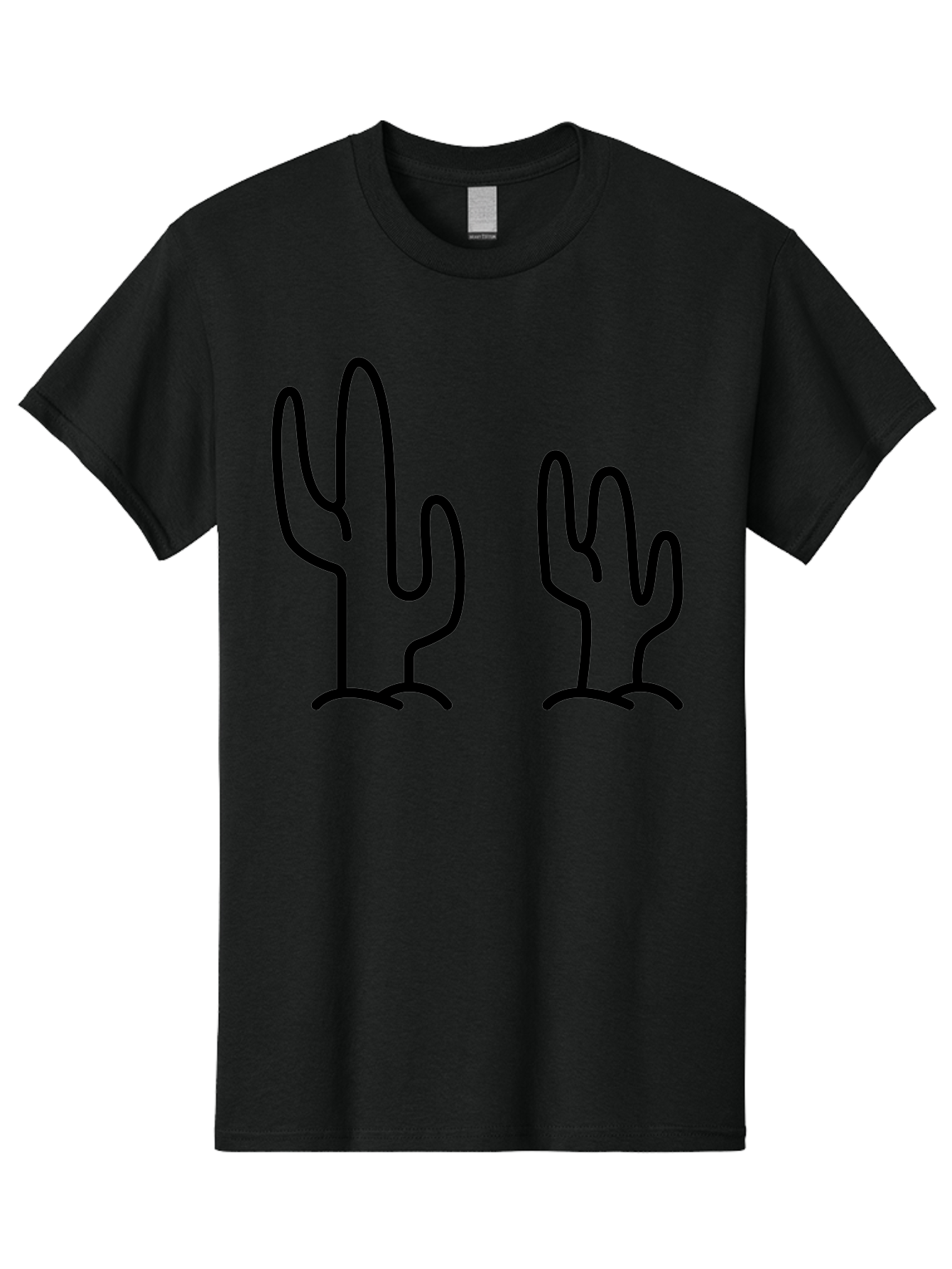 Cacti Men'S Graphic Tee, 100% Cotton, Comfortable Casual Summer Wear, Machine Washable, Cacti, Cactus Graphics, Simple Illustrations, Minimalist Design, Hand Drawn Art, Desert Plants, Outline Drawings, Black Lines -  Aaa160