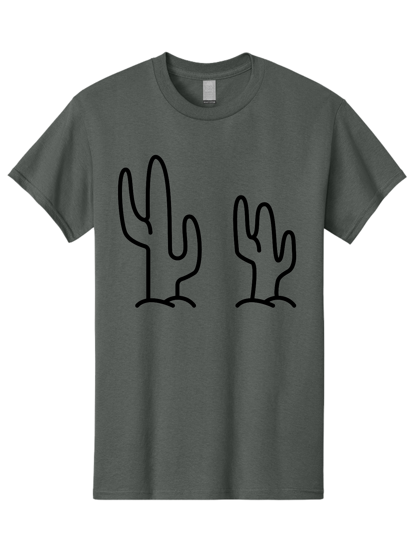 Cacti Men'S Graphic Tee, 100% Cotton, Comfortable Casual Summer Wear, Machine Washable, Cacti, Cactus Graphics, Simple Illustrations, Minimalist Design, Hand Drawn Art, Desert Plants, Outline Drawings, Black Lines -  Aaa160