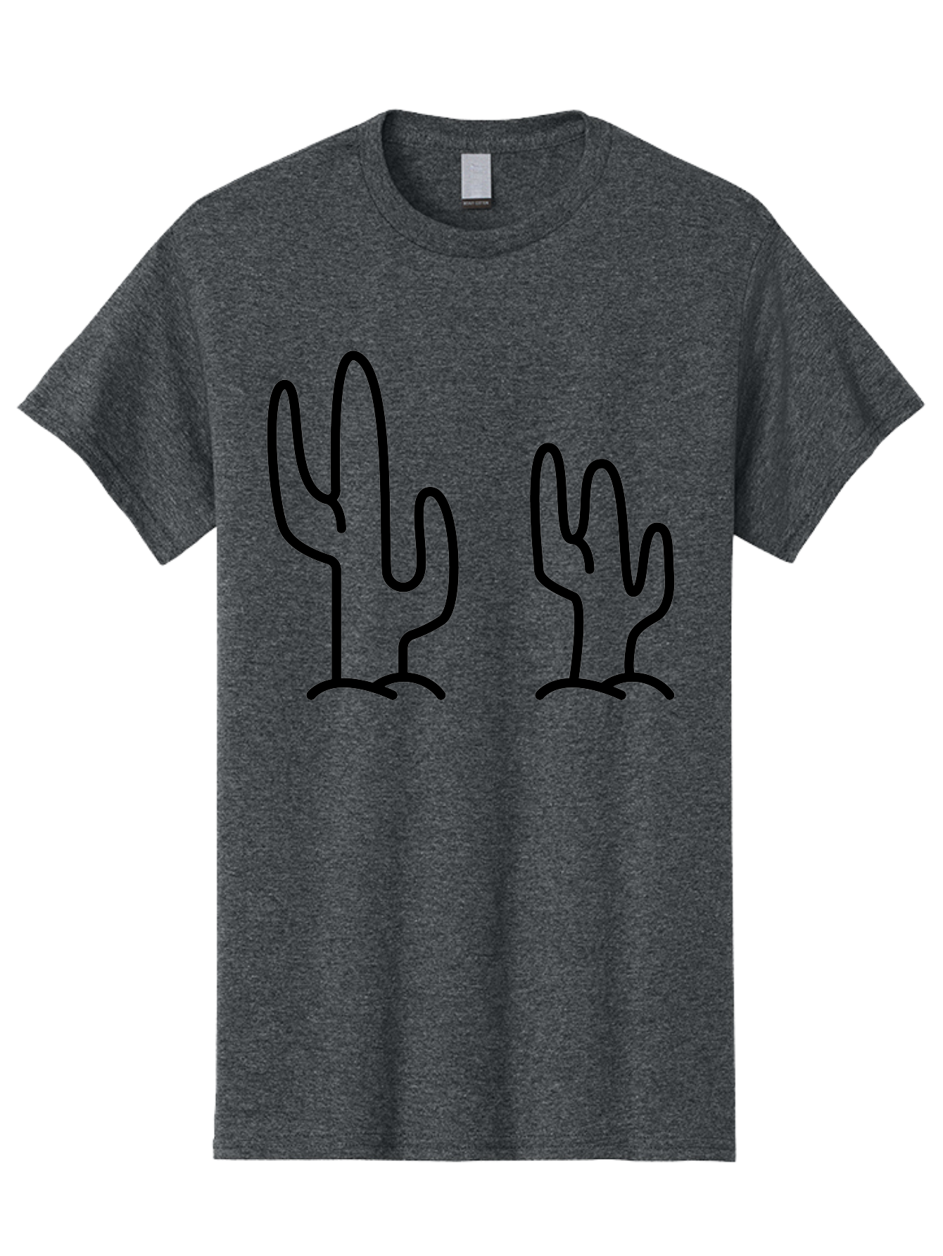 Cacti Men'S Graphic Tee, 100% Cotton, Comfortable Casual Summer Wear, Machine Washable, Cacti, Cactus Graphics, Simple Illustrations, Minimalist Design, Hand Drawn Art, Desert Plants, Outline Drawings, Black Lines -  Aaa160