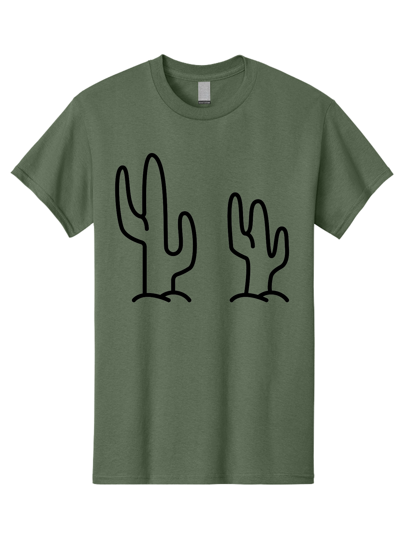 Cacti Men'S Graphic Tee, 100% Cotton, Comfortable Casual Summer Wear, Machine Washable, Cacti, Cactus Graphics, Simple Illustrations, Minimalist Design, Hand Drawn Art, Desert Plants, Outline Drawings, Black Lines -  Aaa160