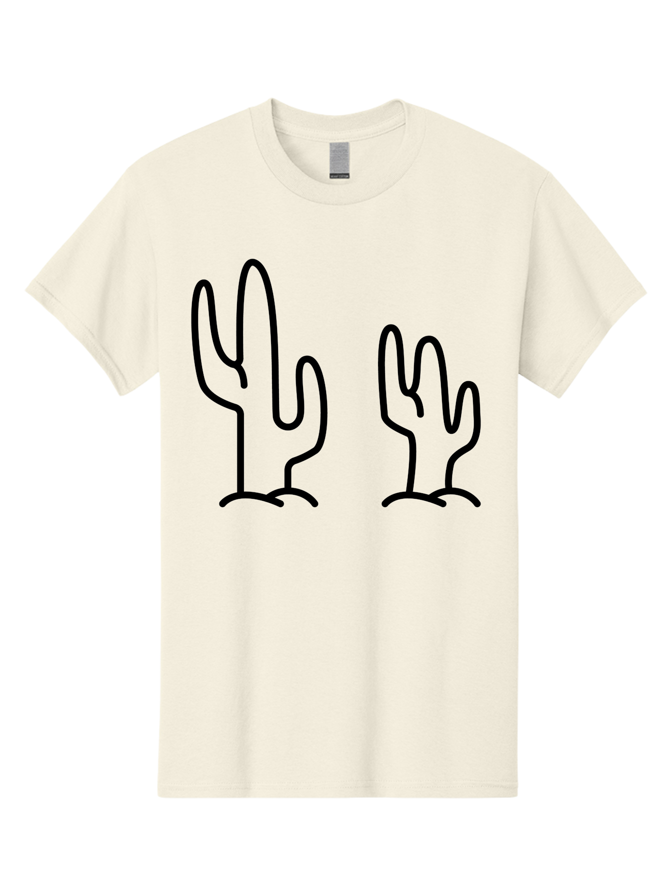Cacti Men'S Graphic Tee, 100% Cotton, Comfortable Casual Summer Wear, Machine Washable, Cacti, Cactus Graphics, Simple Illustrations, Minimalist Design, Hand Drawn Art, Desert Plants, Outline Drawings, Black Lines -  Aaa160