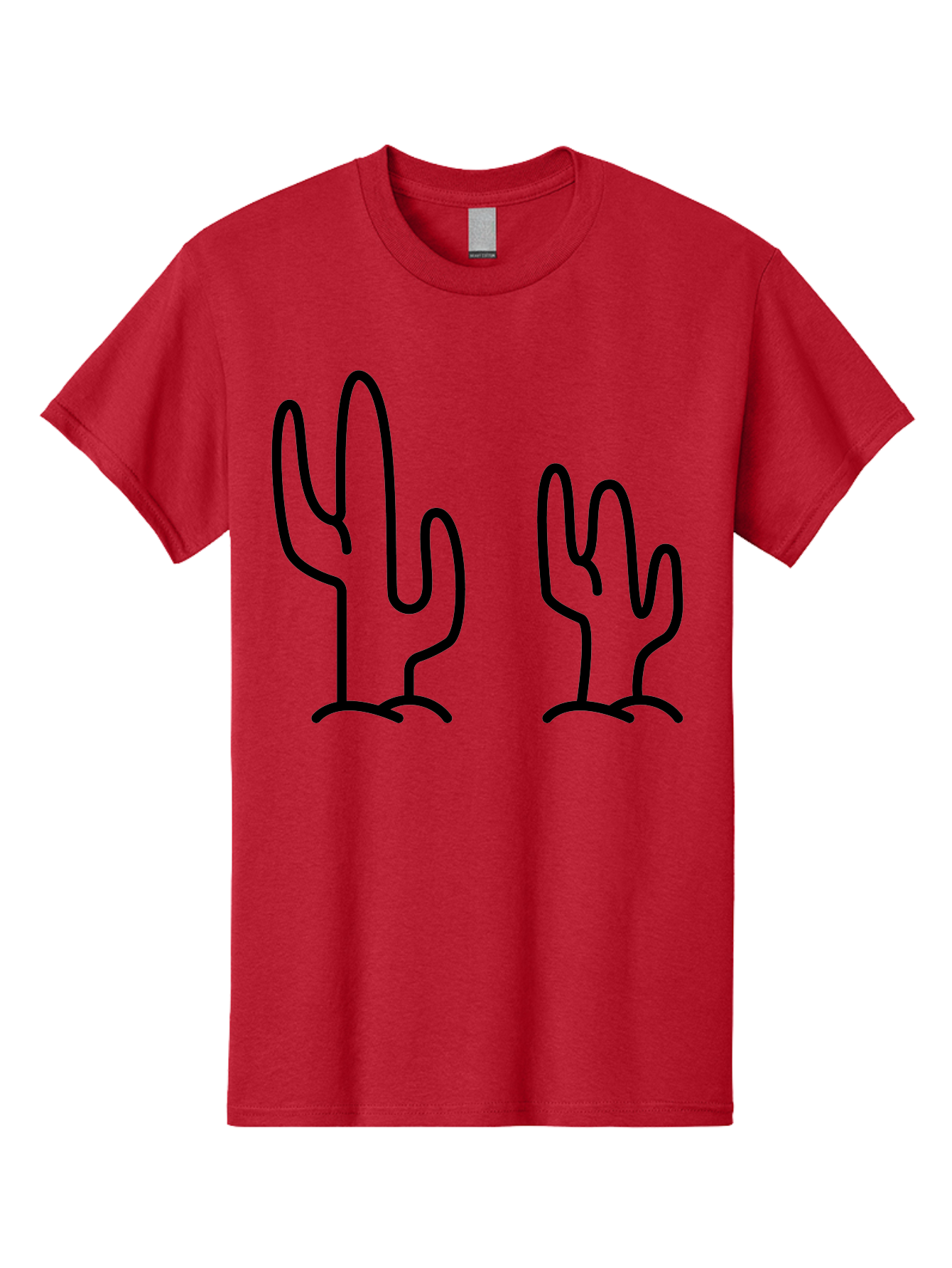 Cacti Men'S Graphic Tee, 100% Cotton, Comfortable Casual Summer Wear, Machine Washable, Cacti, Cactus Graphics, Simple Illustrations, Minimalist Design, Hand Drawn Art, Desert Plants, Outline Drawings, Black Lines -  Aaa160