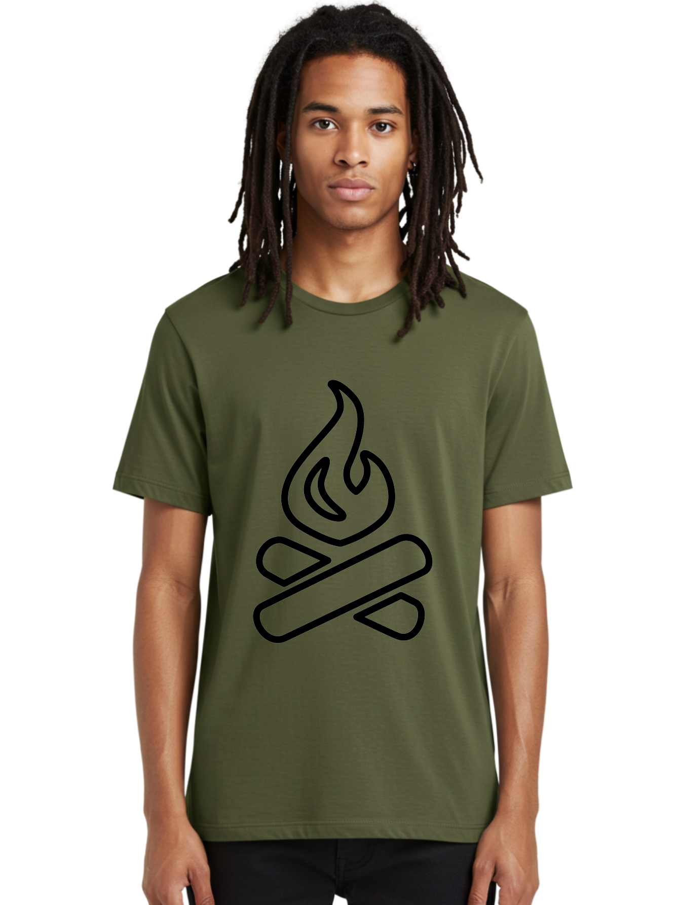 Campfire-1 Men'S Graphic Tee, 100% Cotton, Comfortable Casual Summer Wear, Machine Washable, Campfire Icon, Black Outline, Simple Design, Minimalist Art, Camping Symbol, Outdoor Adventure, Wilderness, Fire Pit, Bonfire -  Aaa161