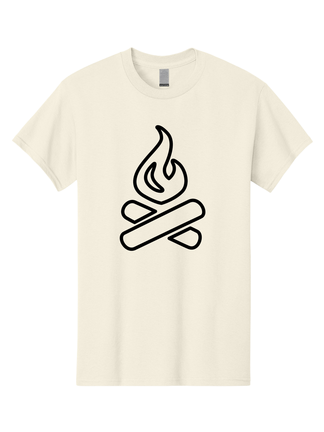 Campfire-1 Men'S Graphic Tee, 100% Cotton, Comfortable Casual Summer Wear, Machine Washable, Campfire Icon, Black Outline, Simple Design, Minimalist Art, Camping Symbol, Outdoor Adventure, Wilderness, Fire Pit, Bonfire -  Aaa161