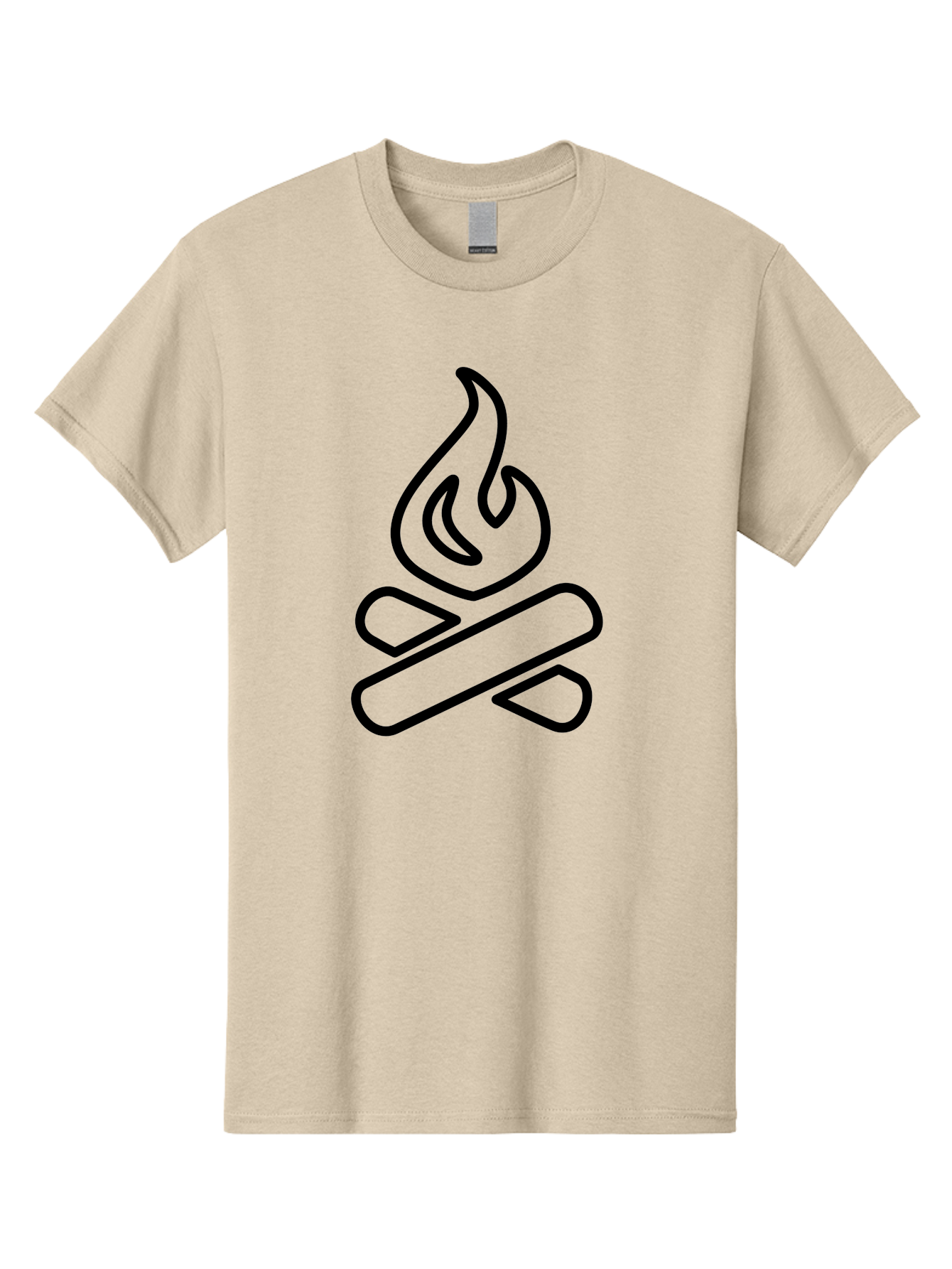 Campfire-1 Men'S Graphic Tee, 100% Cotton, Comfortable Casual Summer Wear, Machine Washable, Campfire Icon, Black Outline, Simple Design, Minimalist Art, Camping Symbol, Outdoor Adventure, Wilderness, Fire Pit, Bonfire -  Aaa161